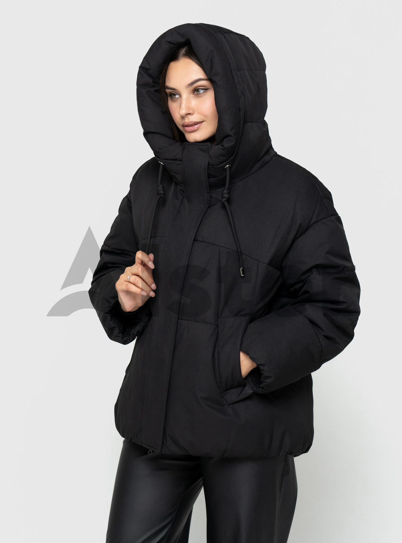 Зимняя женская короткая куртка 2418 Meajiateer Чёрный L (MJ2418-14): фото - Alster.ua