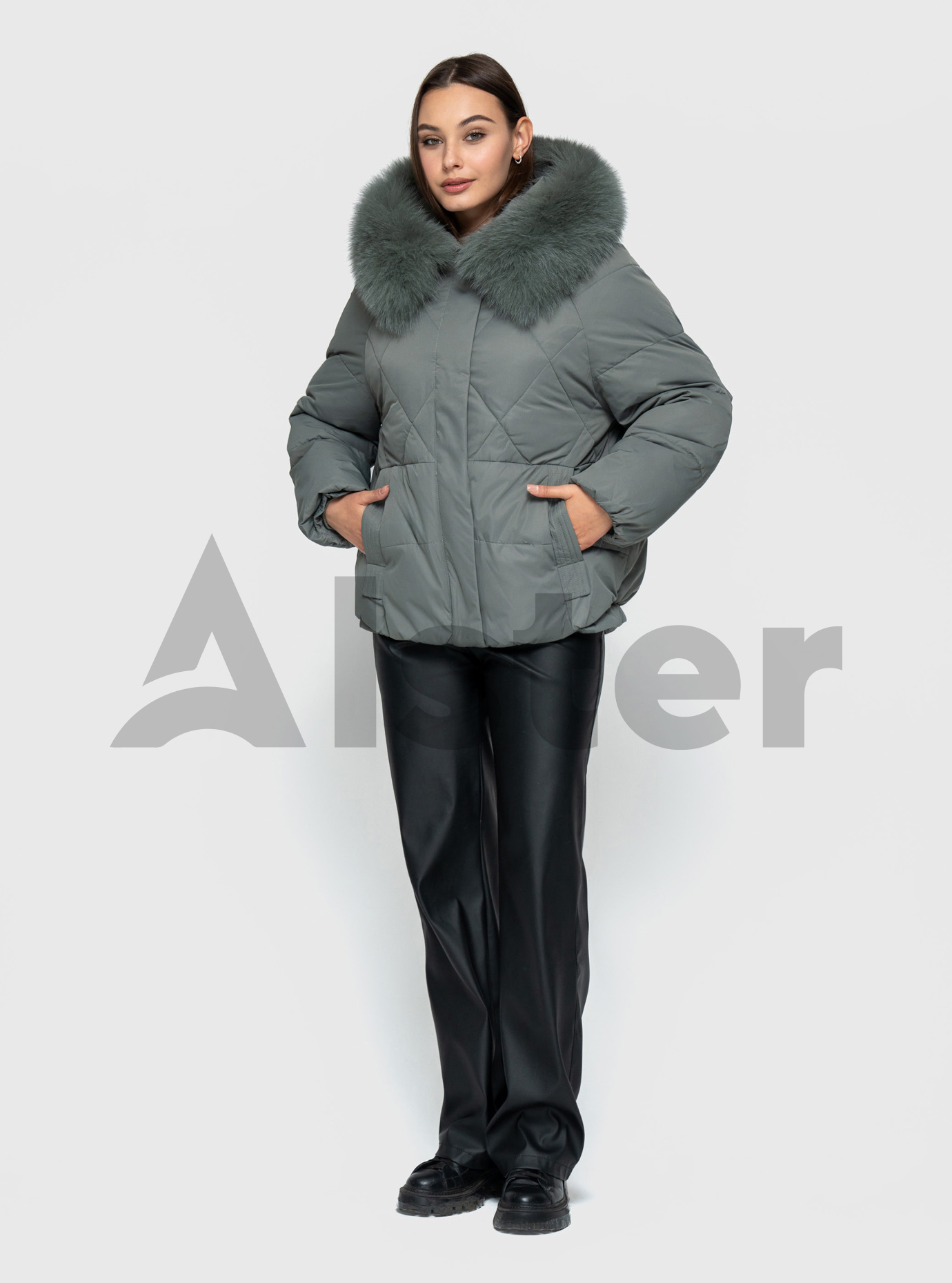 Женская зимняя куртка MEAJIATEER 2453 Серо-зелёный L (MJ2453-09): фото - Alster.ua