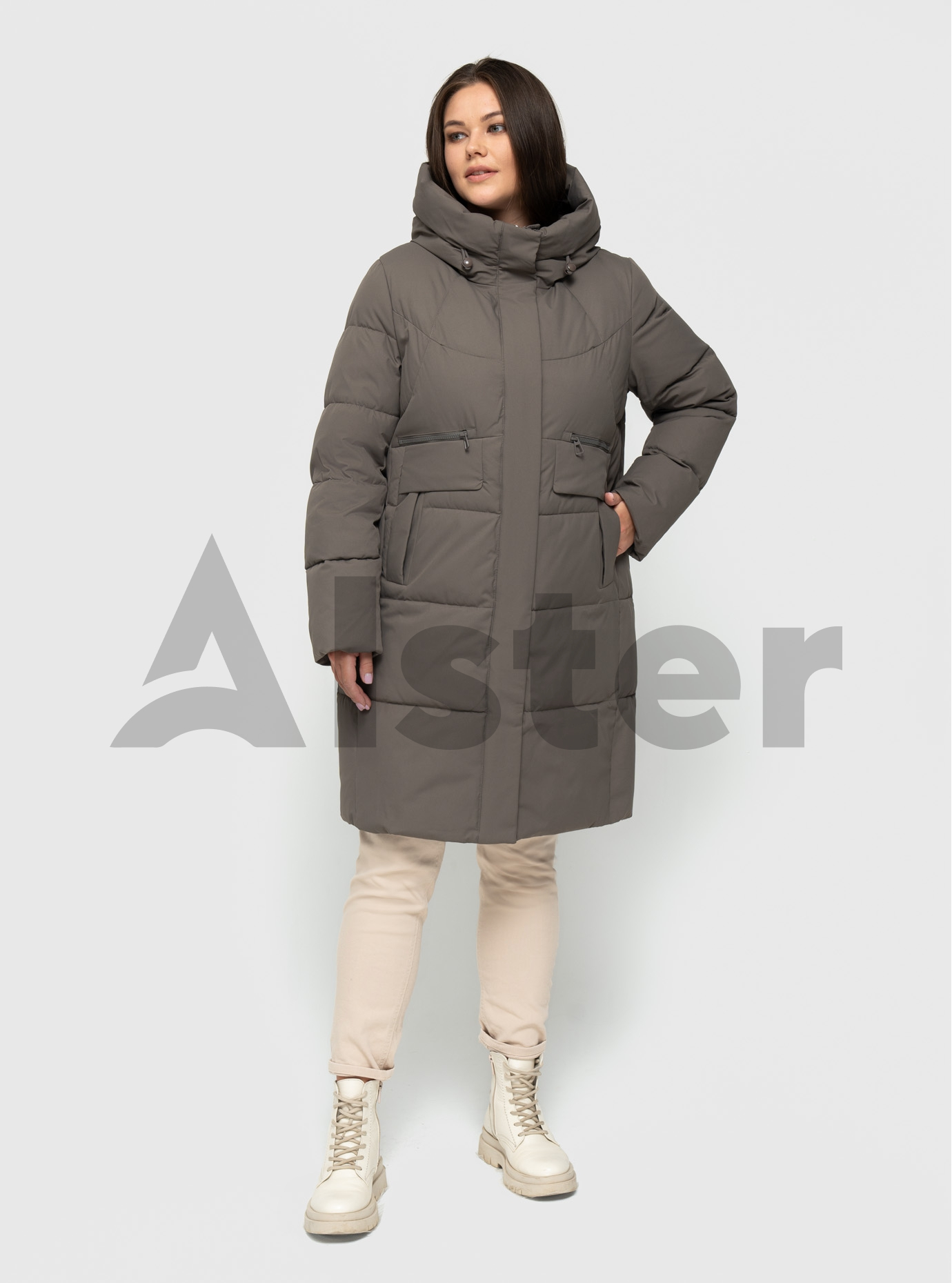 Зимнее женское пальто 2472 Meajiateer (большие размеры) Фисташковый 2XL (MJ2472-02): фото - Alster.ua