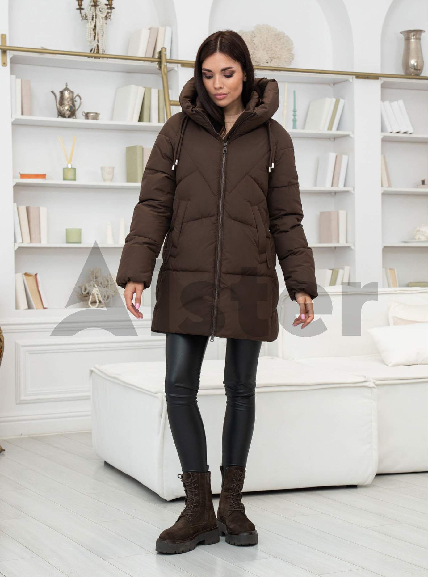 Зимова куртка середньої довжини Meajiateer 2577 Шоколадний 2XL (MJ2577-05): фото - Alster.ua