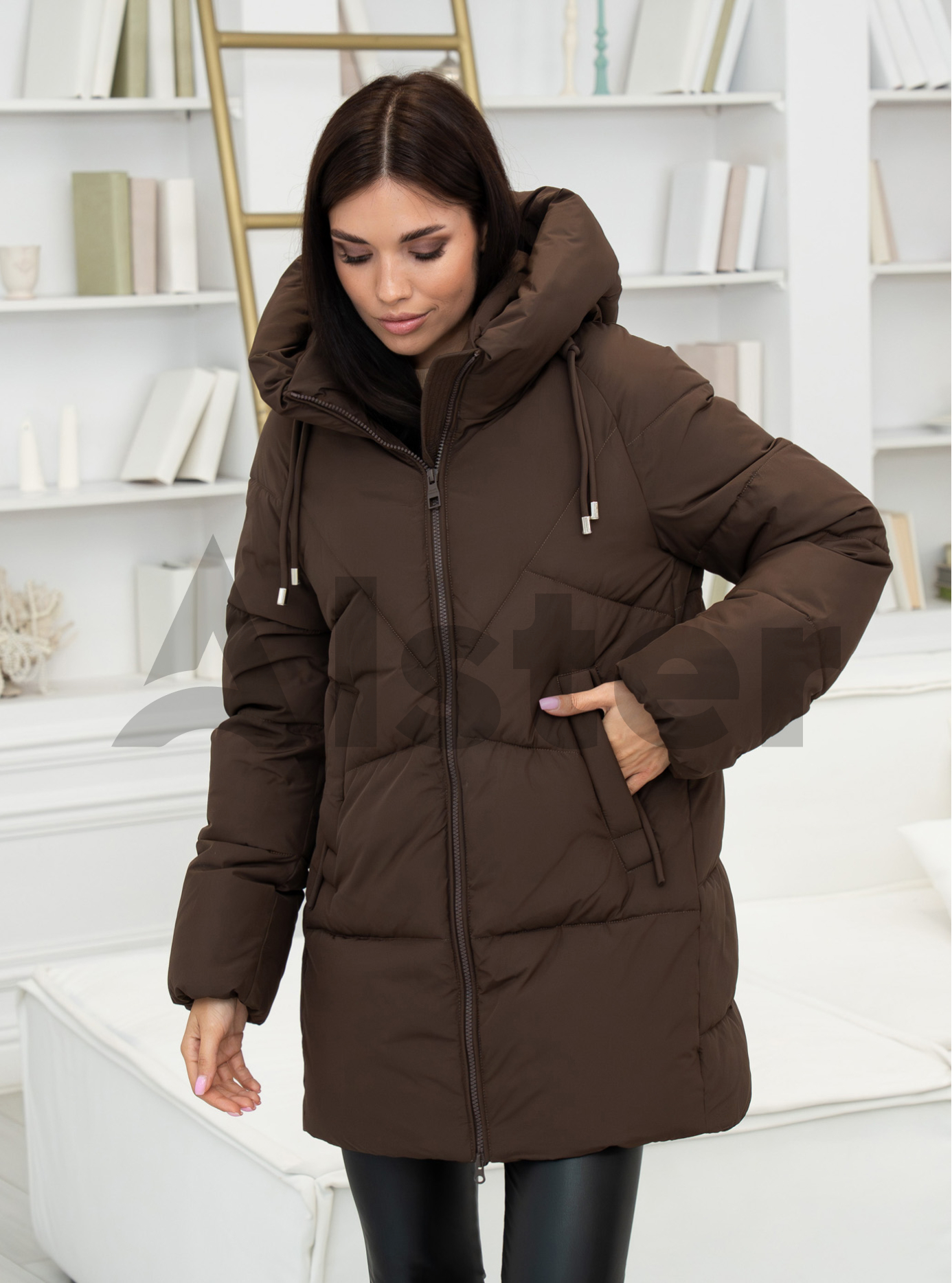 Зимова куртка середньої довжини Meajiateer 2577 Шоколадний 2XL (MJ2577-05): фото - Alster.ua