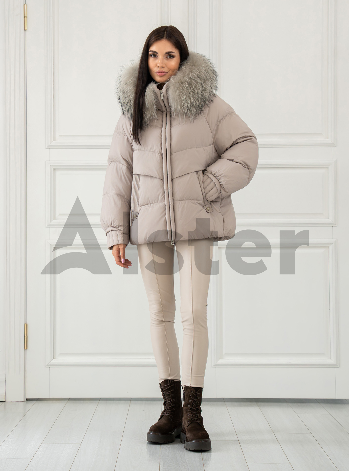 Женская зимняя куртка с мехом Meajiateer 2597 Молоко 2XL (MJ2597-20): фото - Alster.ua