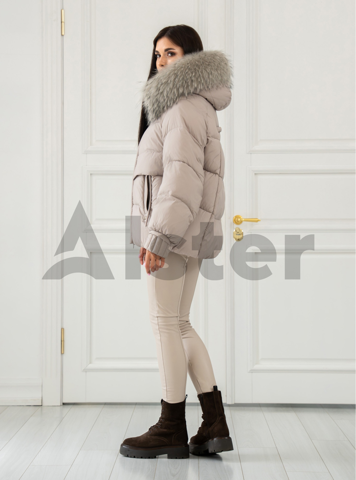 Женская зимняя куртка с мехом Meajiateer 2597 Молоко 2XL (MJ2597-20): фото - Alster.ua