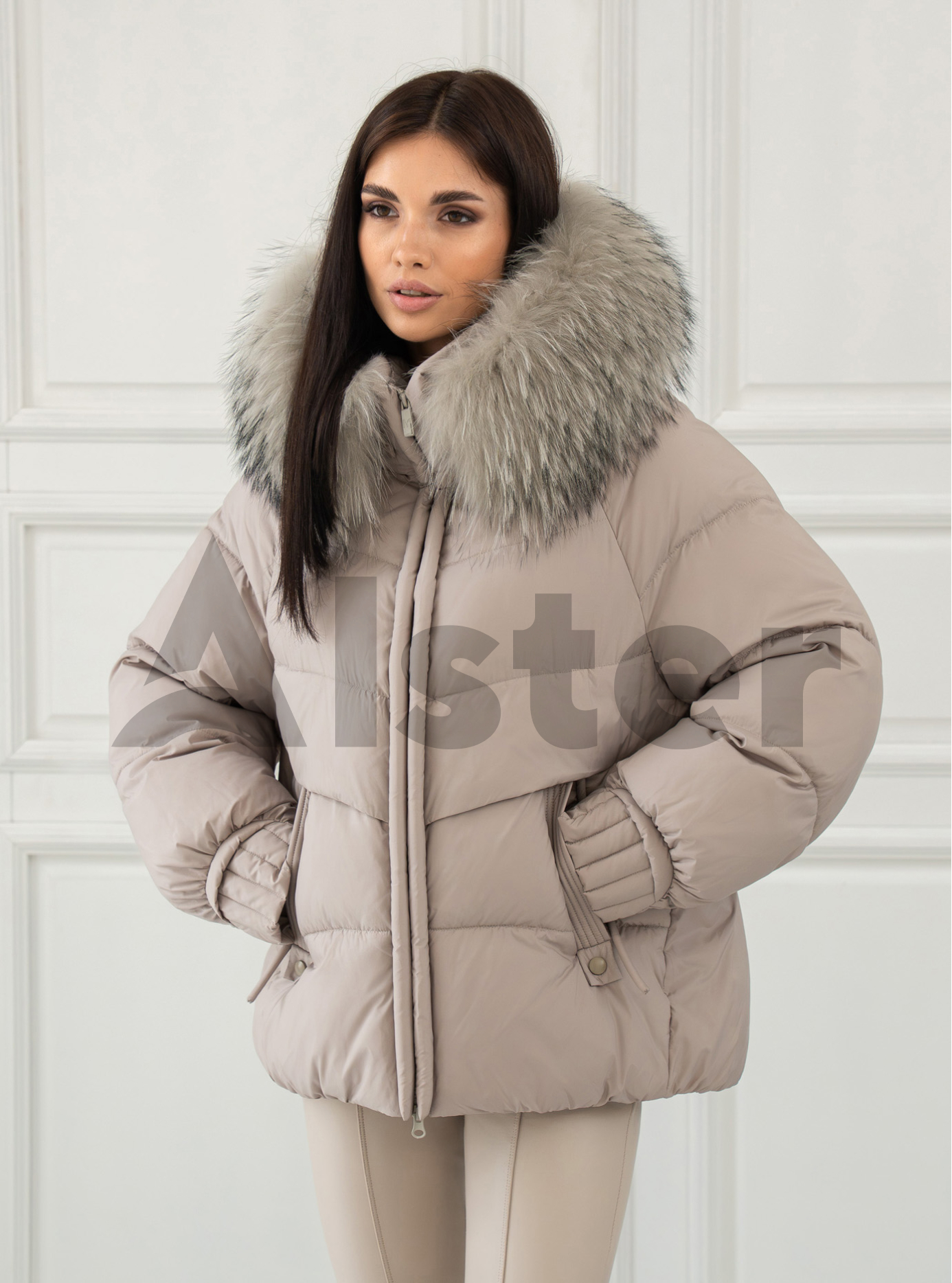 Женская зимняя куртка с мехом Meajiateer 2597 Молоко 2XL (MJ2597-20): фото - Alster.ua