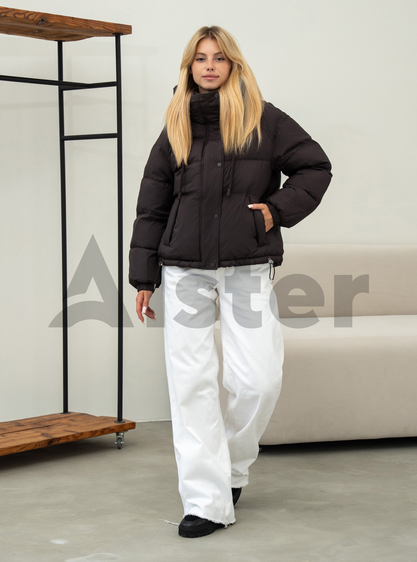 Коротка жіноча зимова куртка Meajiateer 66122 Темно-коричневий XL (MJ266122-08): фото - Alster.ua