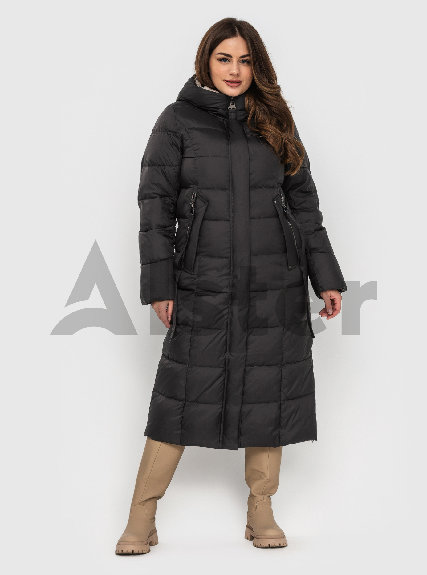 Длинный пуховик MISHELE (+size) Чёрный 48 (MSH22060-02): фото - Alster.ua