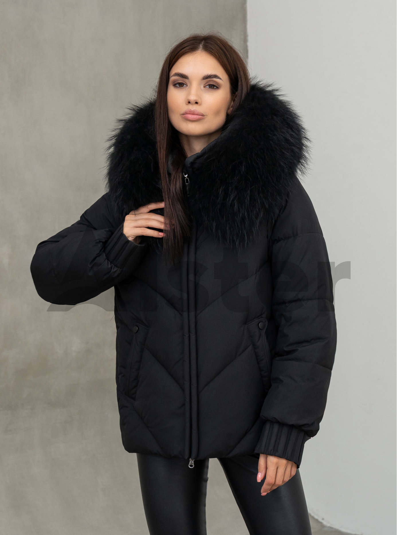 Женская куртка Olanmear 8868 с натуральным мехом Чёрный 2XL (25OLN8868-10): фото - Alster.ua