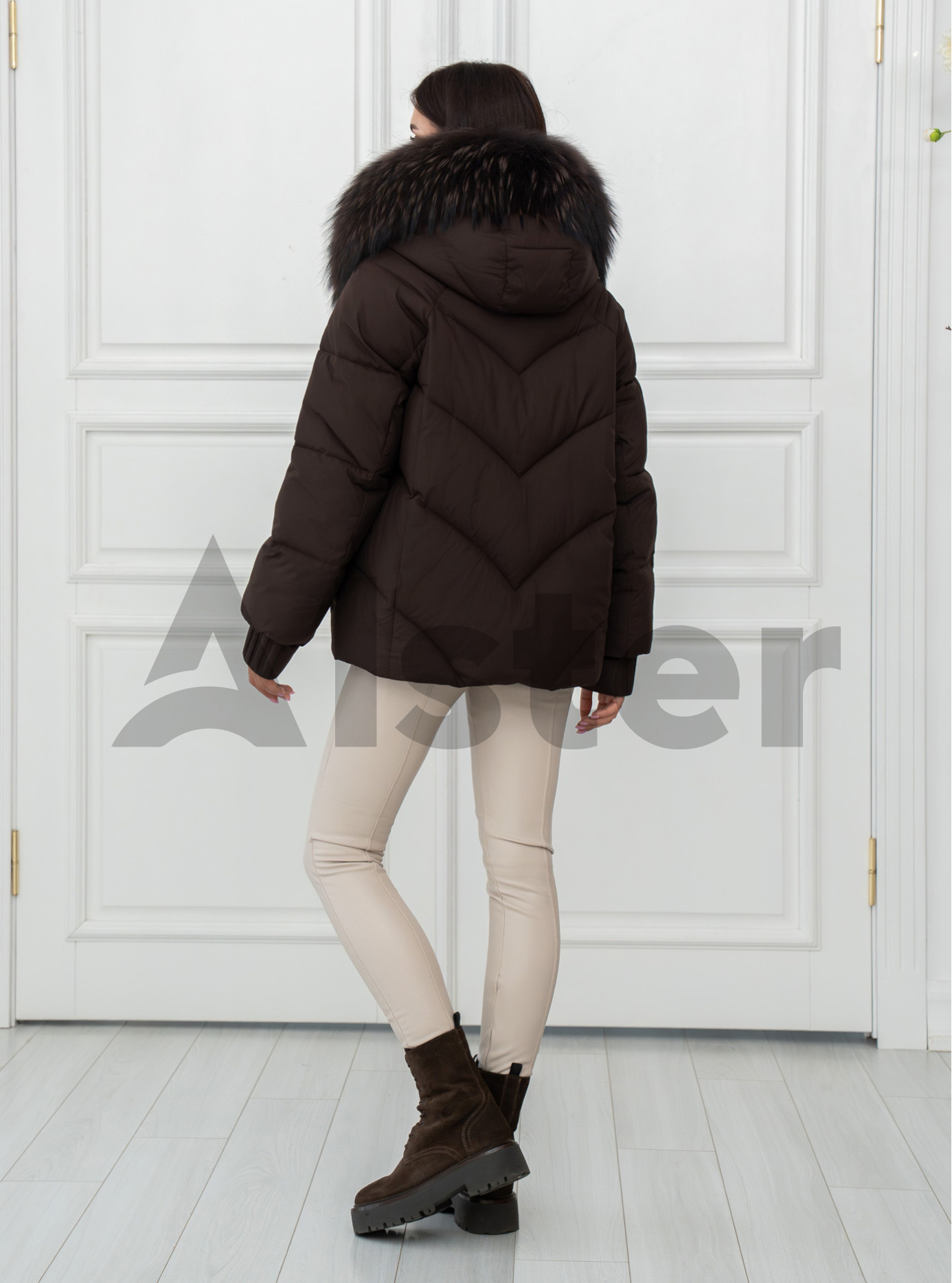 Женская куртка Olanmear 8868 с натуральным мехом Шоколадный 2XL (25OLN8868-15): фото - Alster.ua