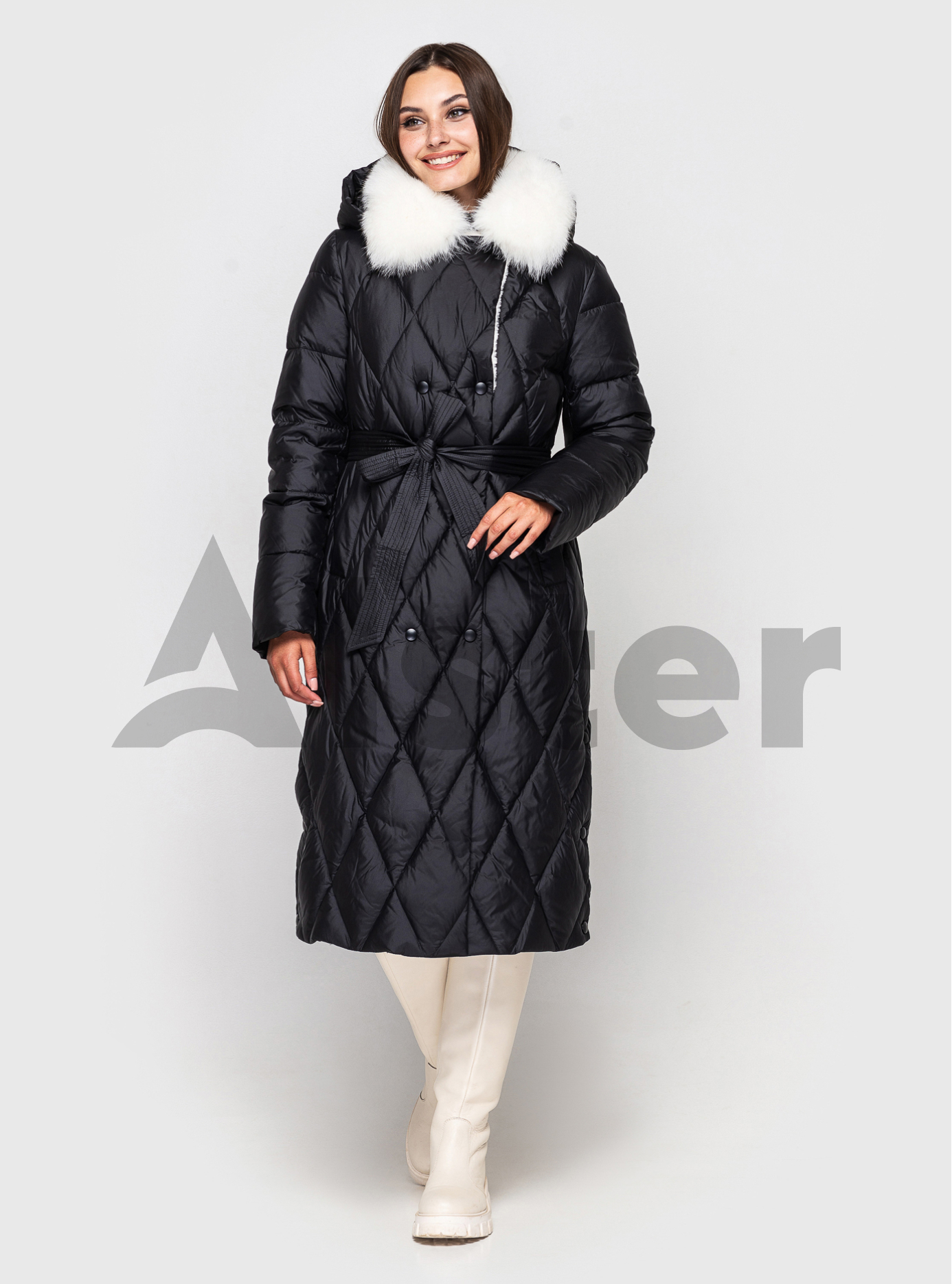 Длинное зимнее пальто QARLEVAR с мехом Чёрный 50 (QRL6-878-05): фото - Alster.ua Длинное зимнее пальто QARLEVAR с мехом Чёрный 50 (QRL6-878-05): фото - Alster.ua