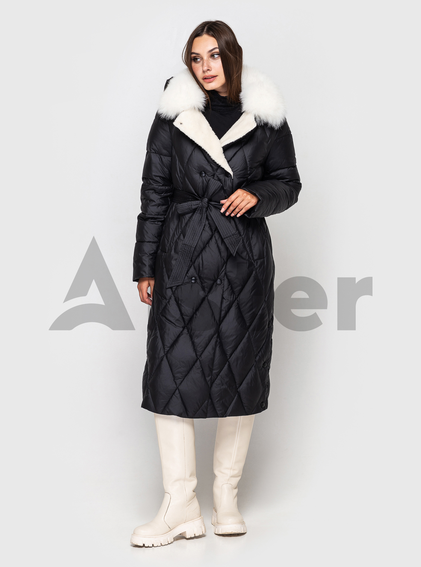 Длинное зимнее пальто QARLEVAR с мехом Чёрный 50 (QRL6-878-05): фото - Alster.ua Длинное зимнее пальто QARLEVAR с мехом Чёрный 50 (QRL6-878-05): фото - Alster.ua