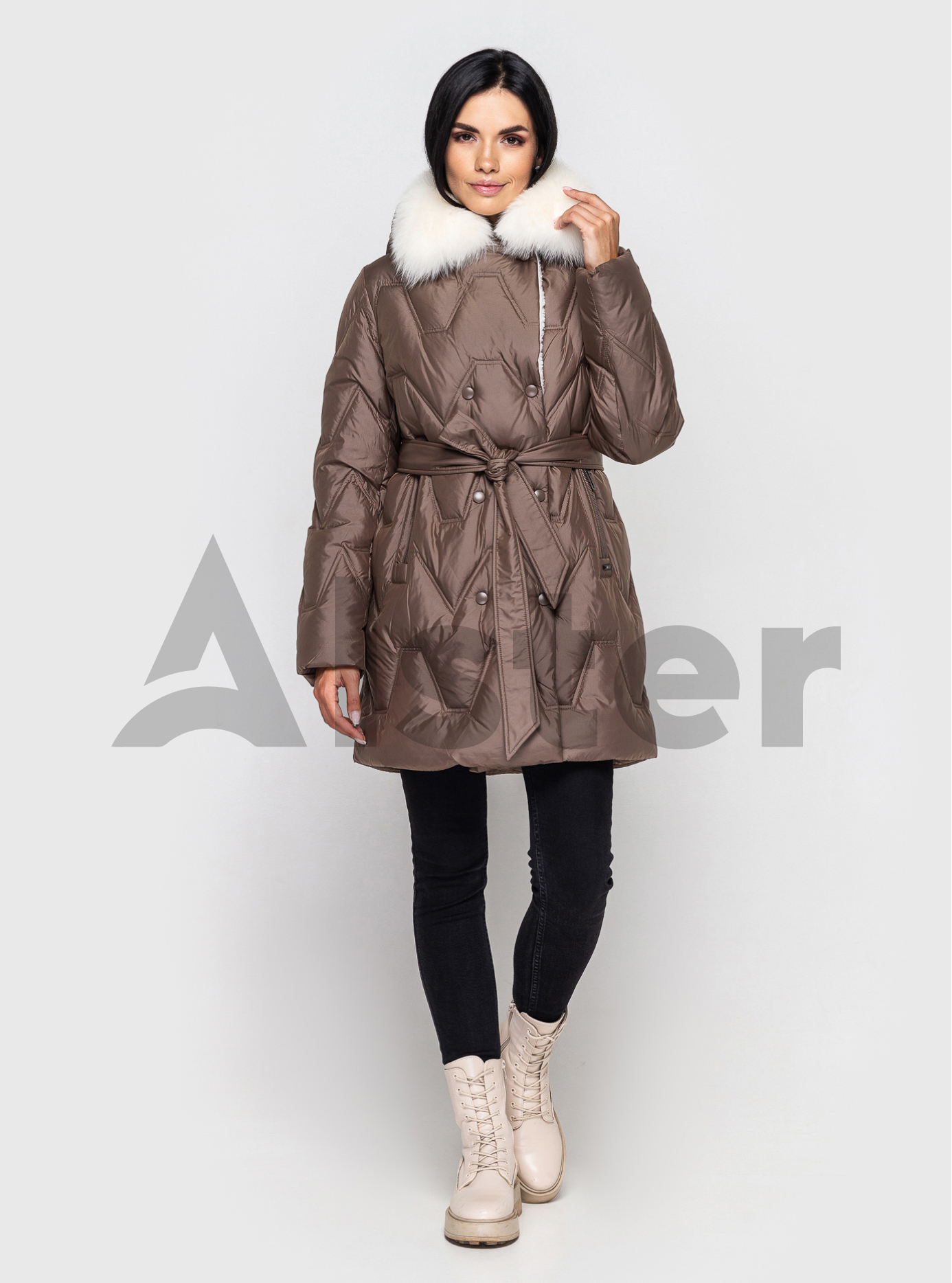 Женская куртка QARLEVAR с натуральным мехом Бронзовый 44 (QRL6-91-14): фото - Alster.ua