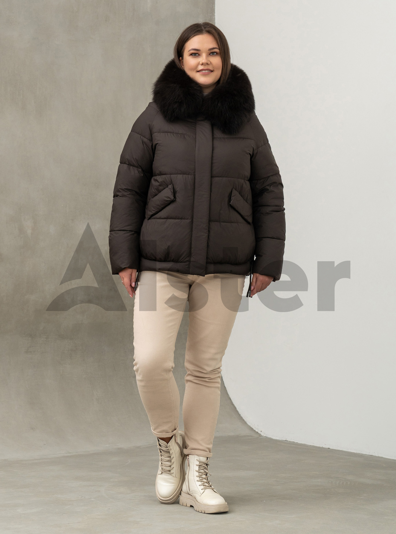 Женская зимняя куртка с мехом QARLEVAR 7007-1 Шоколадный 48 (QRL7007-1-45): фото - Alster.ua