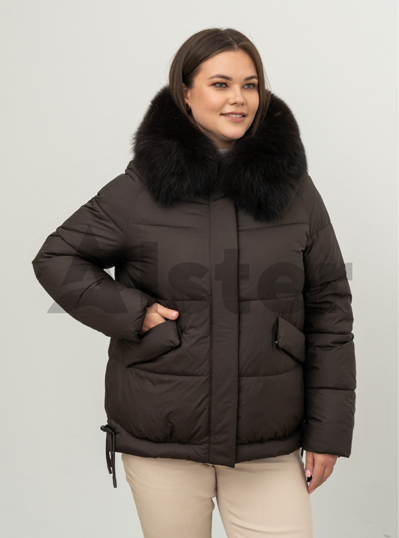 Женская зимняя куртка с мехом QARLEVAR 7007-1 Шоколадный 48 (QRL7007-1-45): фото - Alster.ua