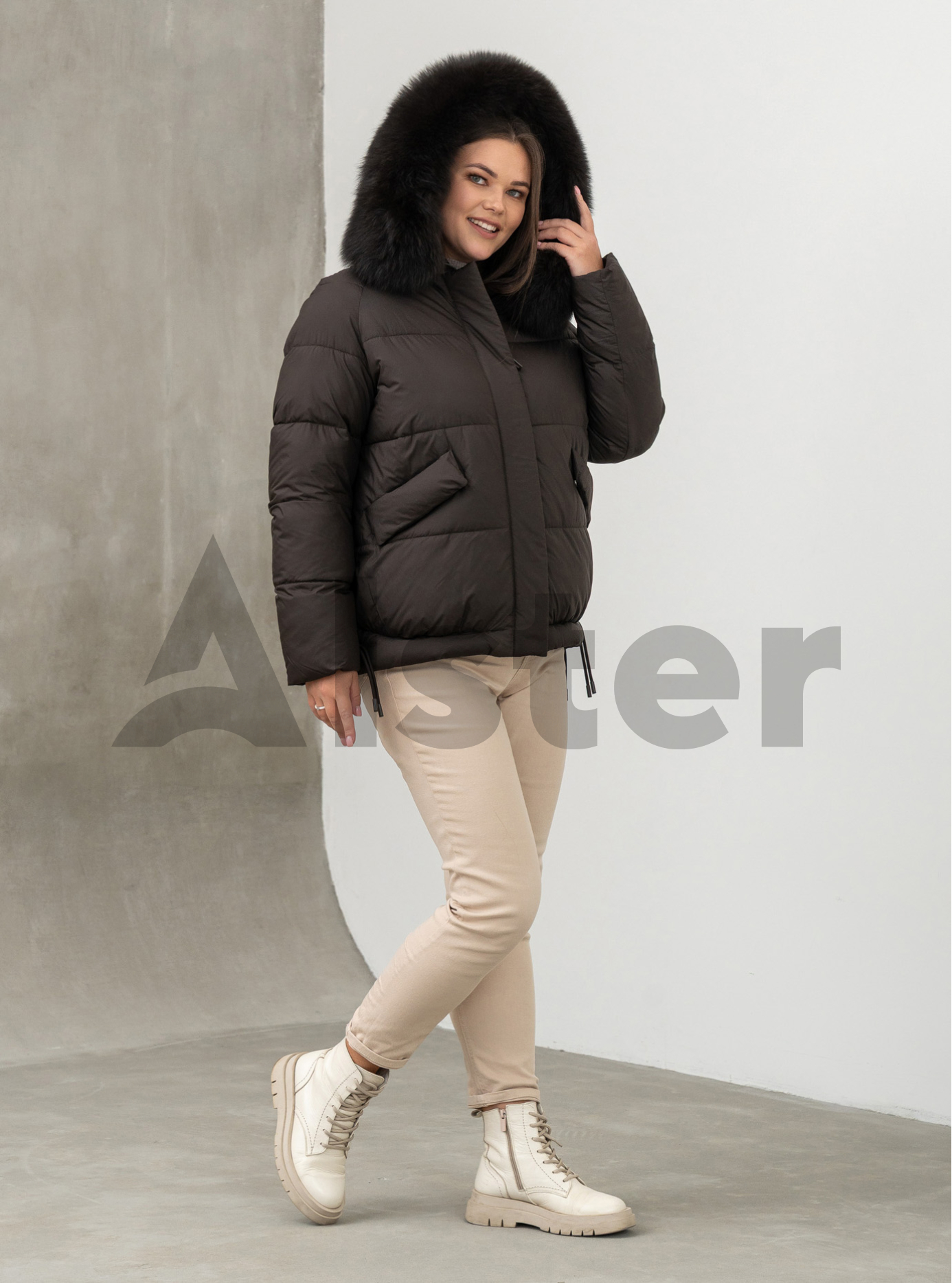 Женская зимняя куртка с мехом QARLEVAR 7007-1 Шоколадный 48 (QRL7007-1-45): фото - Alster.ua