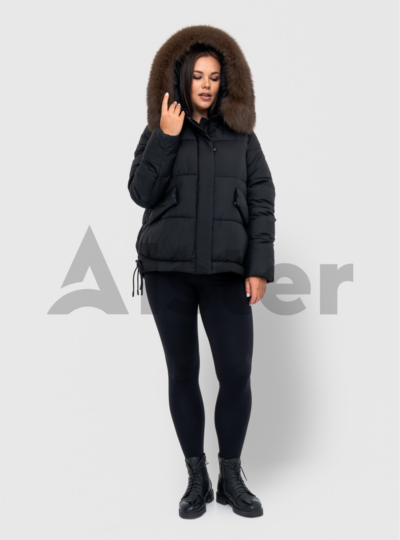 Женская зимняя куртка с мехом QARLEVAR 7007-1 Чёрный 56 (QRL7007-1-05): фото - Alster.ua