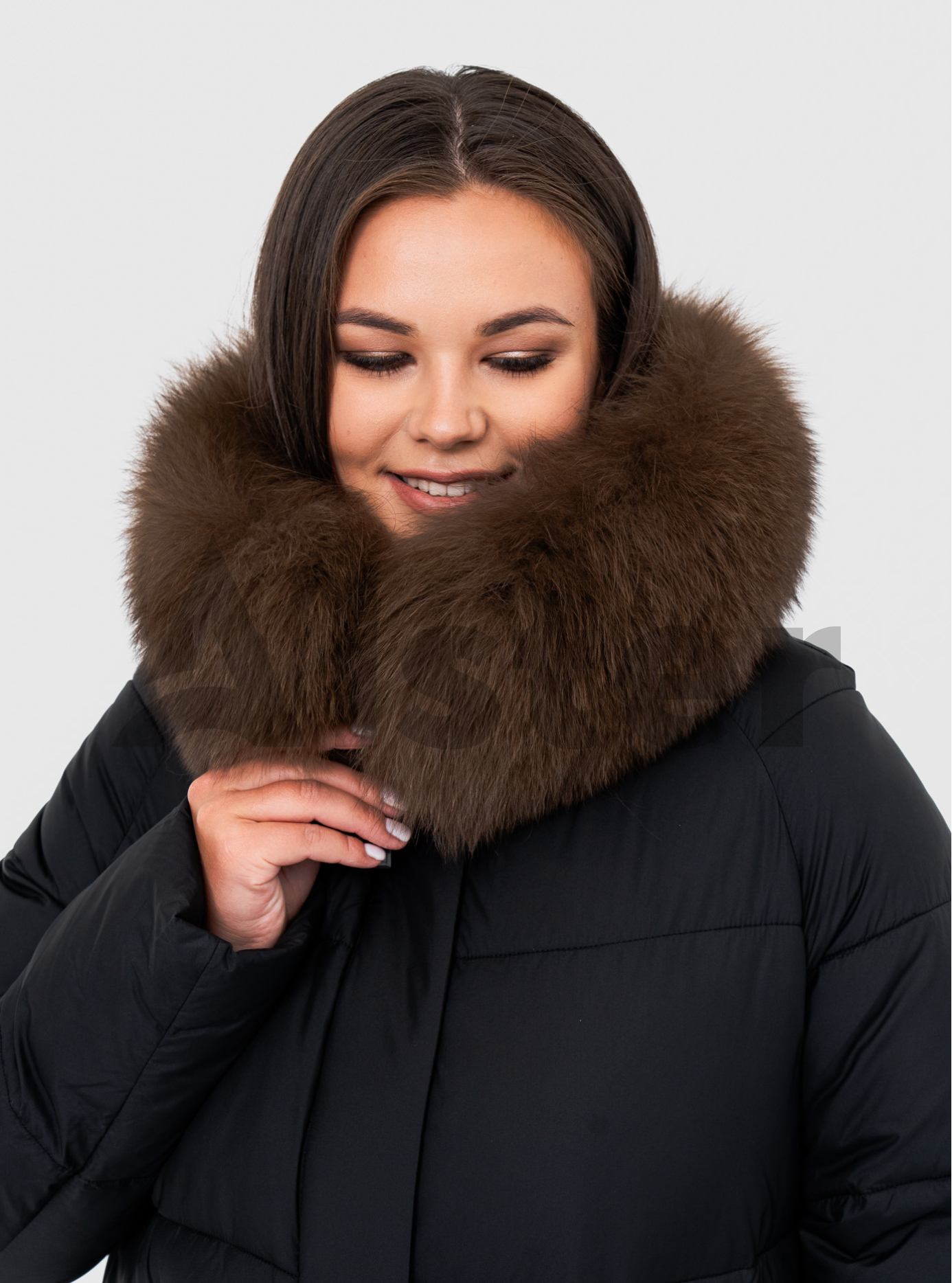 Женская зимняя куртка с мехом QARLEVAR 7007-1 Чёрный 56 (QRL7007-1-05): фото - Alster.ua
