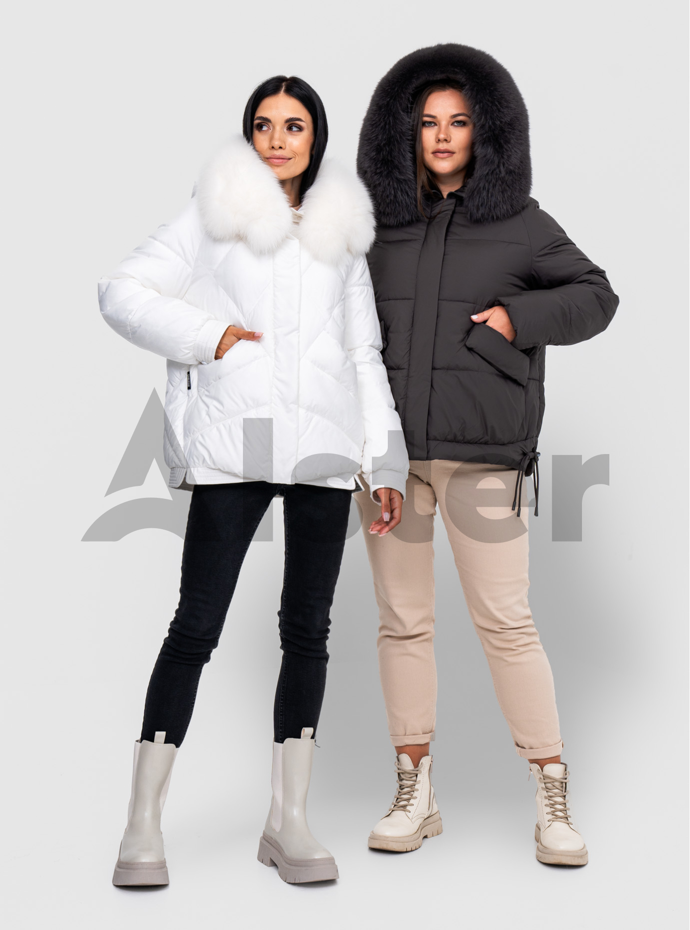 Женская зимняя куртка с мехом QARLEVAR 7007-1 Графитовый 48 (QRL7007-1-26): фото - Alster.ua