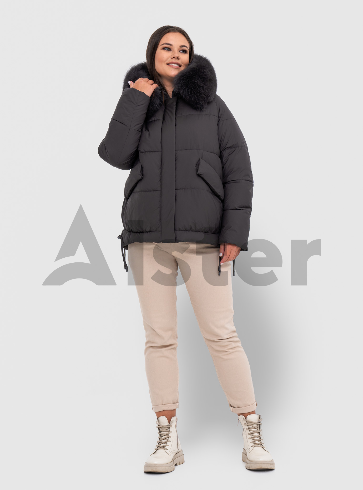 Женская зимняя куртка с мехом QARLEVAR 7007-1 Графитовый 48 (QRL7007-1-26): фото - Alster.ua