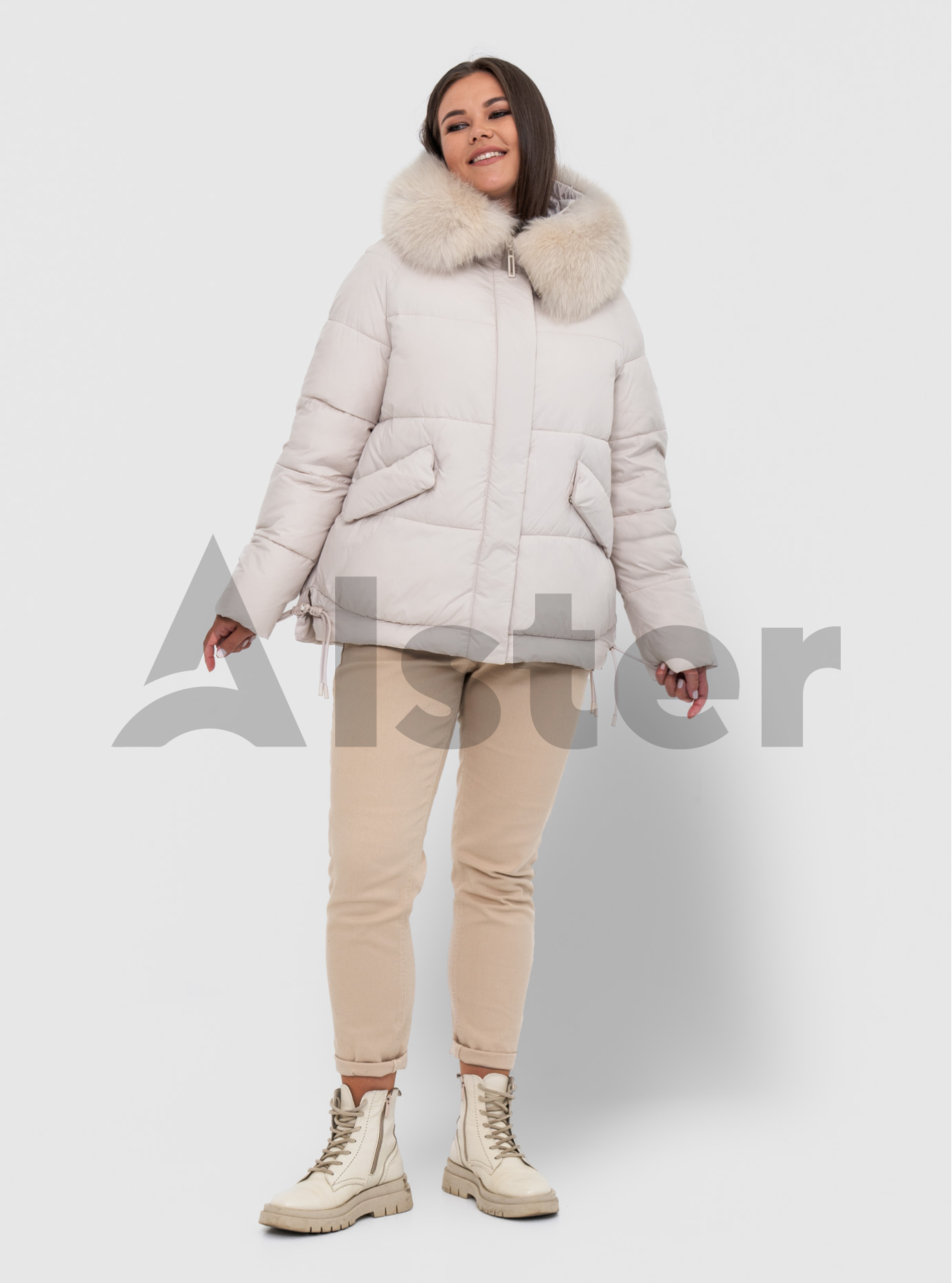 Женская зимняя куртка с мехом QARLEVAR 7007-1 Молоко 50 (QRL7007-1-07): фото - Alster.ua