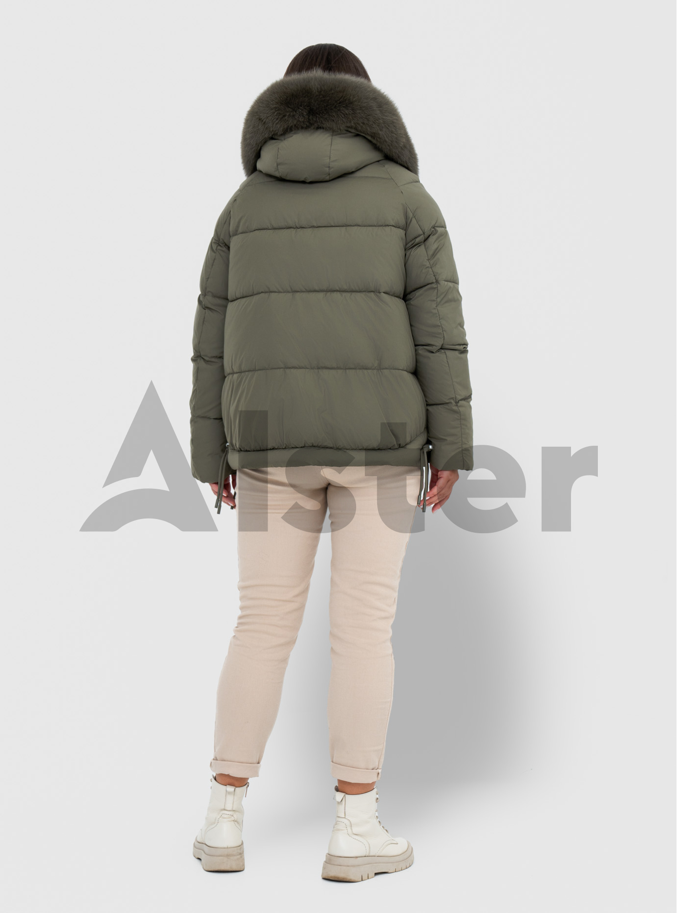 Женская зимняя куртка с мехом QARLEVAR 7007-1 Серо-зелёный 54 (QRL7007-1-19): фото - Alster.ua