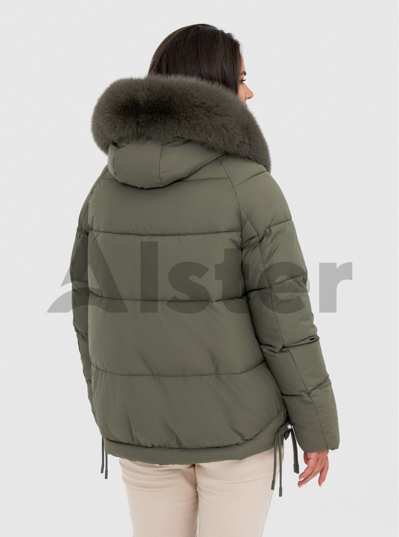 Женская зимняя куртка с мехом QARLEVAR 7007-1 Серо-зелёный 54 (QRL7007-1-19): фото - Alster.ua