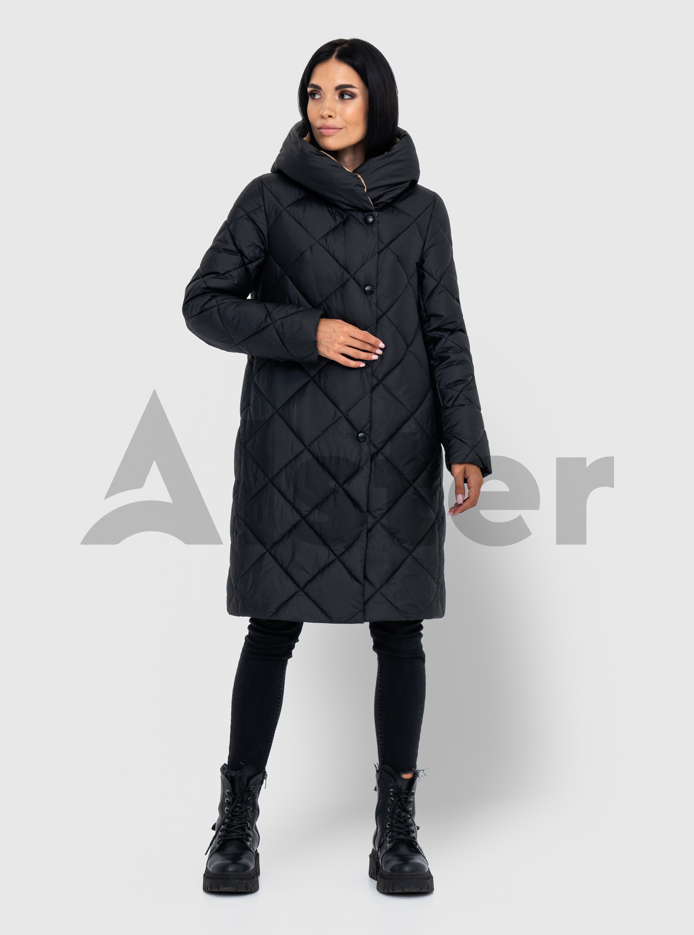 Женское зимнее стеганое пальто Qarlevar 833 Чёрный 46 (QRL833k-03): фото - Alster.ua