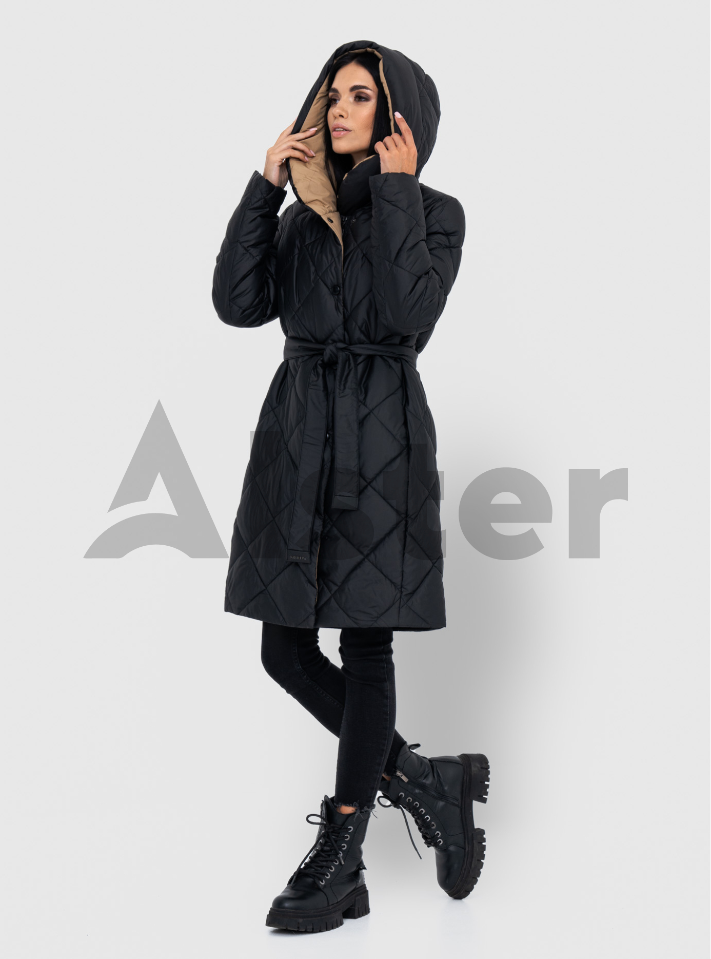 Женское зимнее стеганое пальто Qarlevar 833 Чёрный 46 (QRL833k-03): фото - Alster.ua