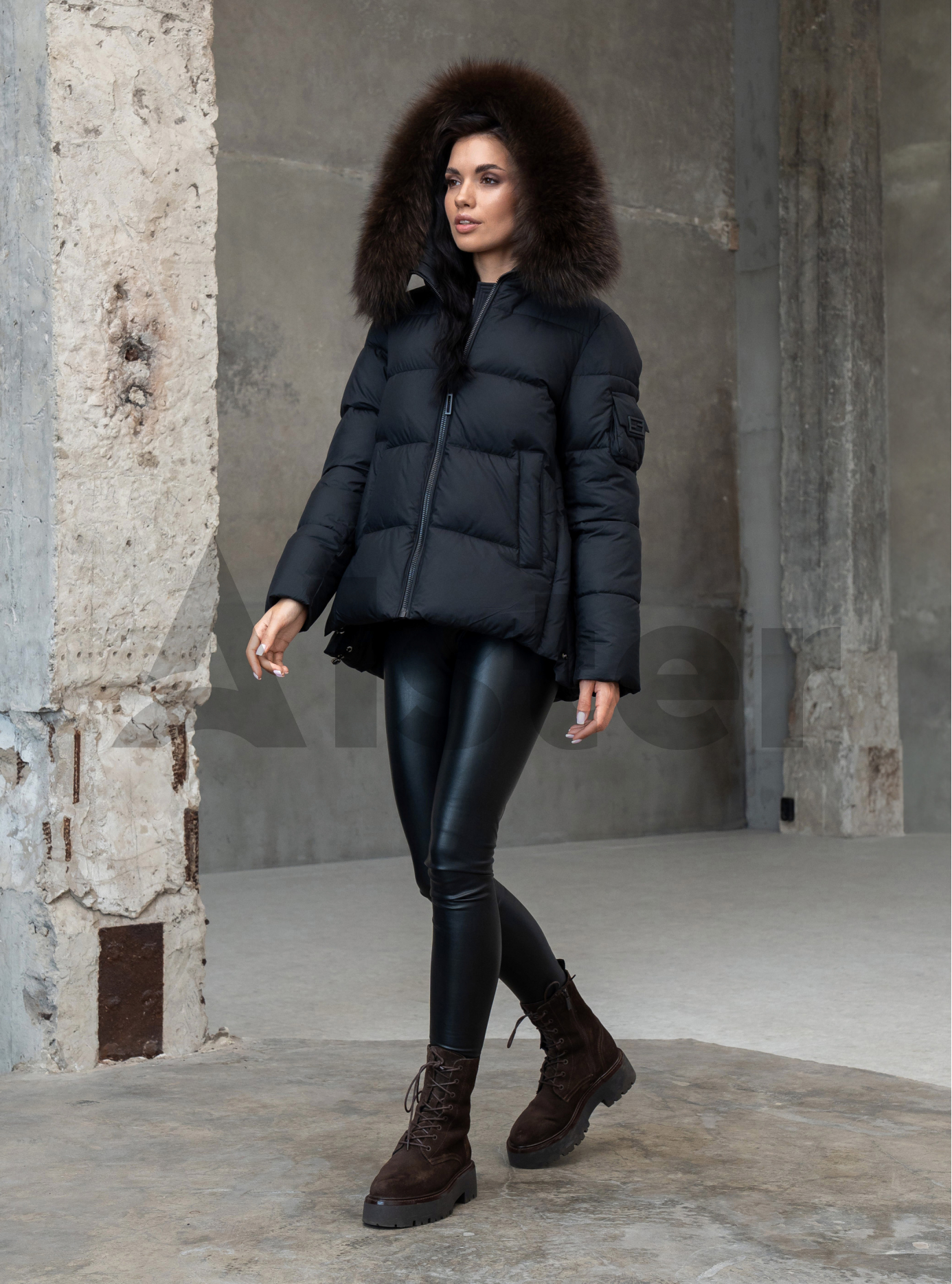 Женская зимняя куртка с мехом QARLEVAR 590 Чёрный 50 (25QRL590-05): фото - Alster.ua