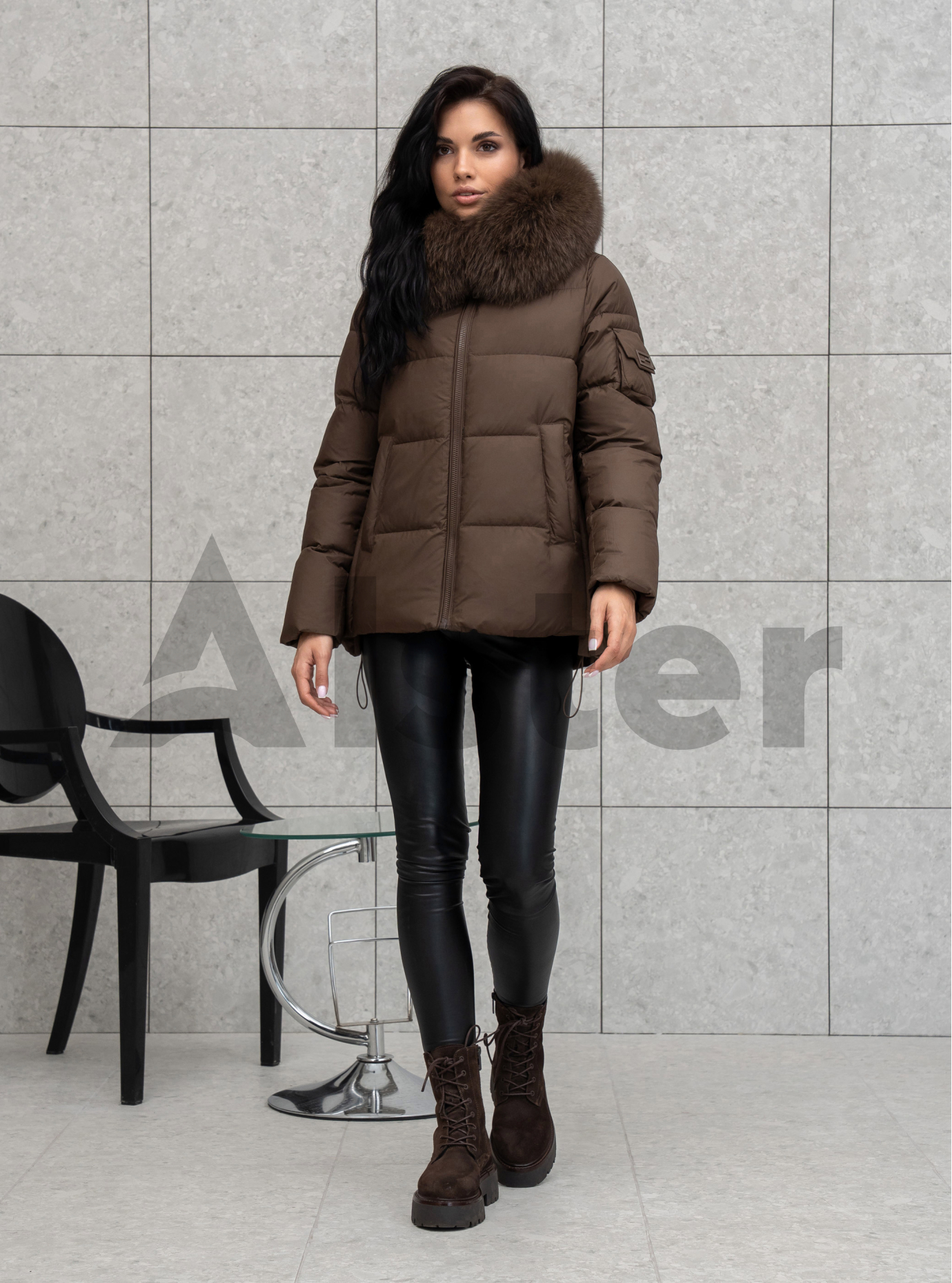 Женская зимняя куртка с мехом QARLEVAR 590 Кофейный 50 (25QRL590-15): фото - Alster.ua