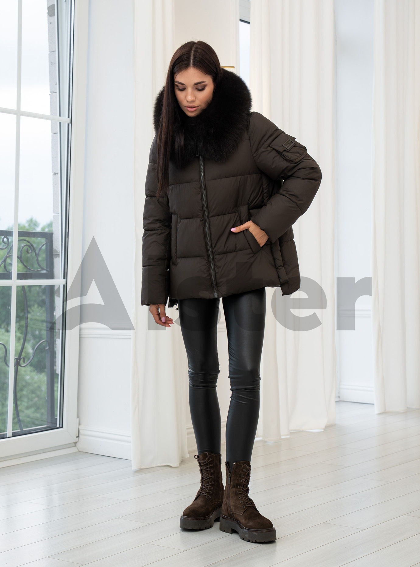 Женская зимняя куртка с мехом QARLEVAR 590 Шоколадный 50 (25QRL590-25): фото - Alster.ua