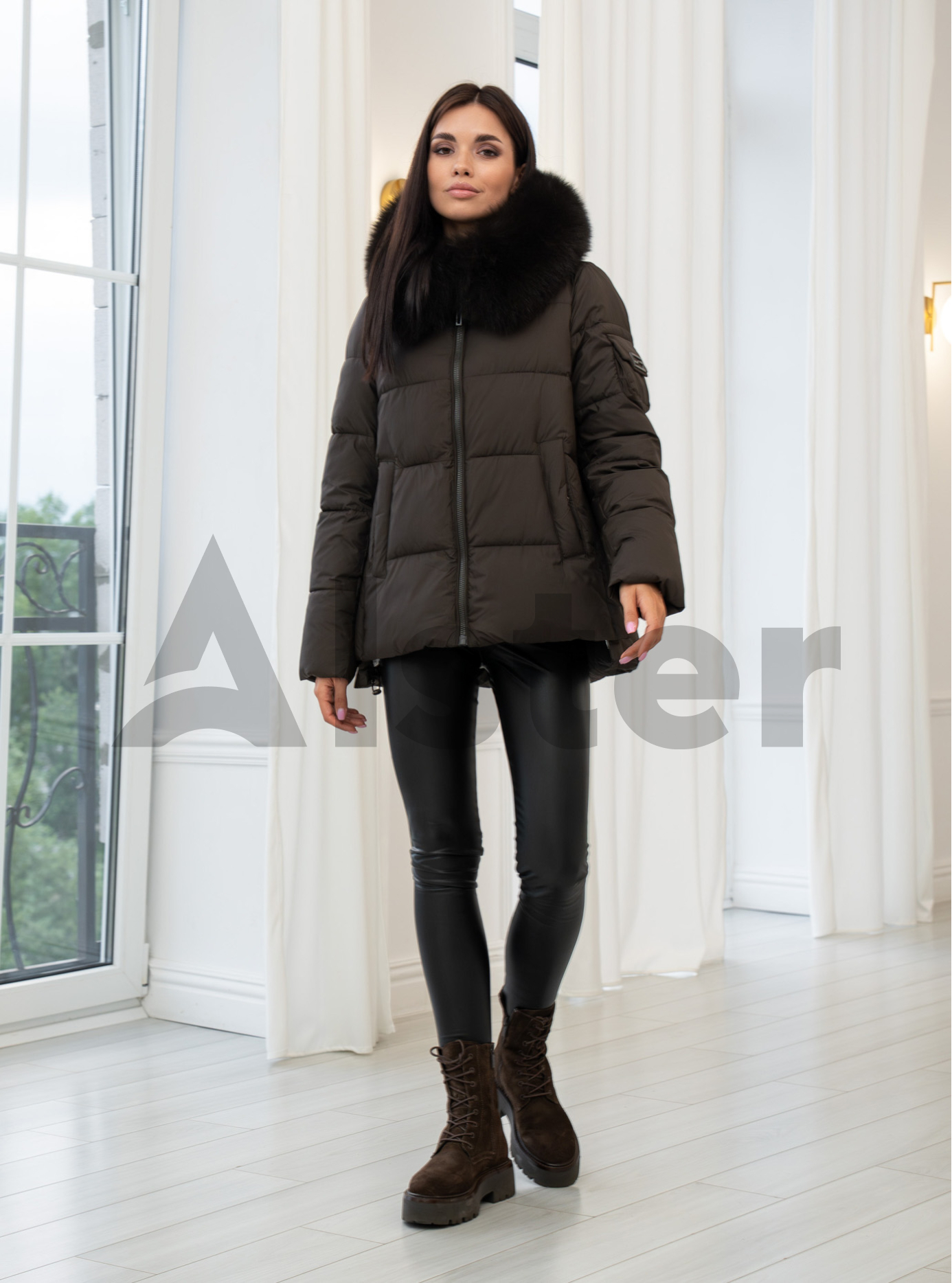 Женская зимняя куртка с мехом QARLEVAR 590 Шоколадный 50 (25QRL590-25): фото - Alster.ua