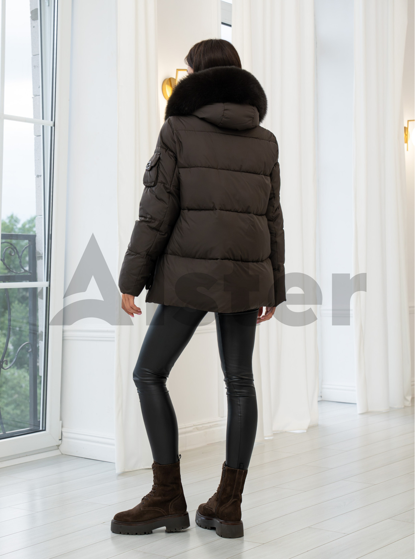 Женская зимняя куртка с мехом QARLEVAR 590 Шоколадный 50 (25QRL590-25): фото - Alster.ua