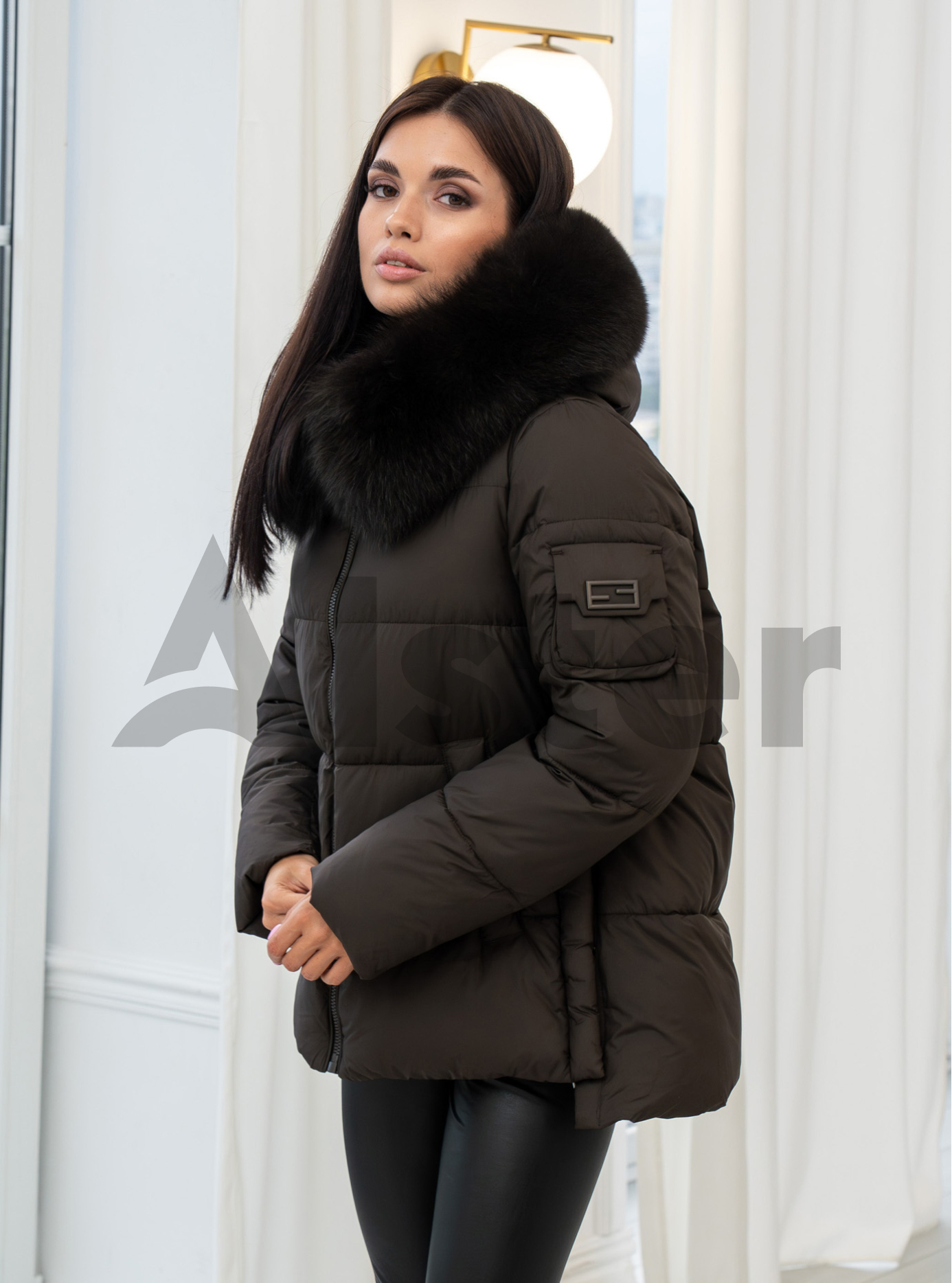 Женская зимняя куртка с мехом QARLEVAR 590 Шоколадный 50 (25QRL590-25): фото - Alster.ua