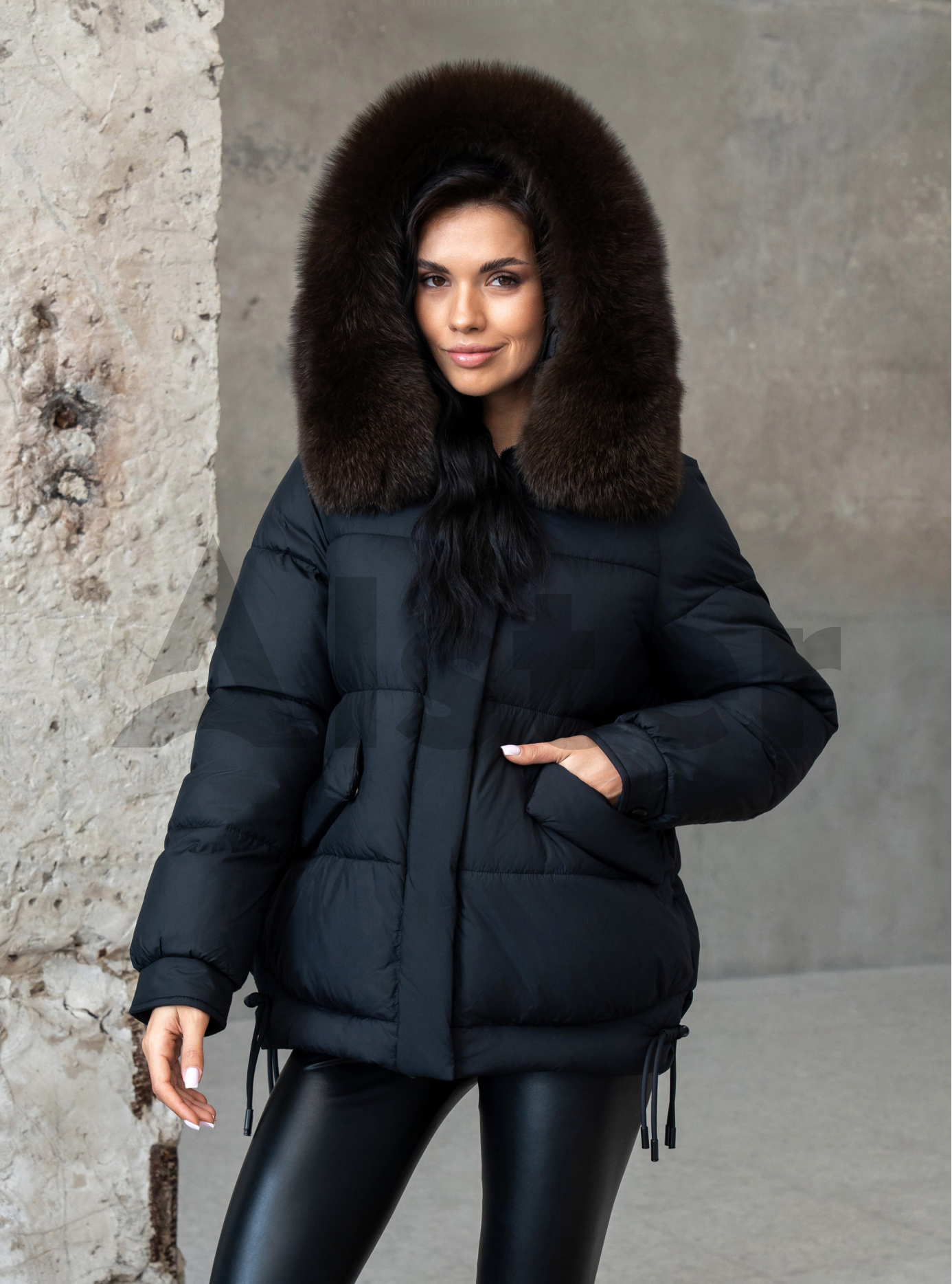 Женская зимняя куртка с мехом QARLEVAR 7007 Чёрный 48 (QRL7007-04): фото - Alster.ua