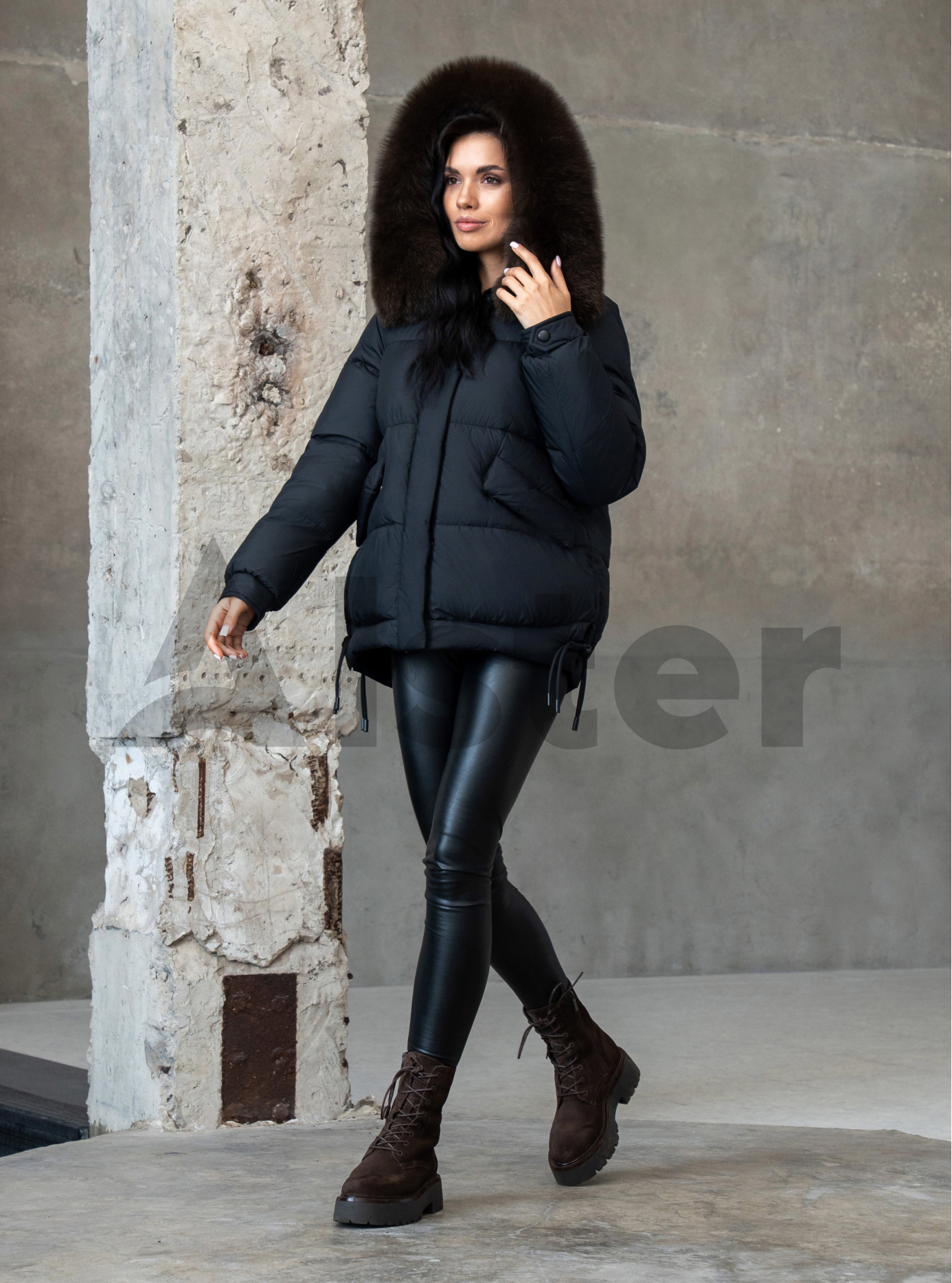 Женская зимняя куртка с мехом QARLEVAR 7007 Чёрный 48 (QRL7007-04): фото - Alster.ua