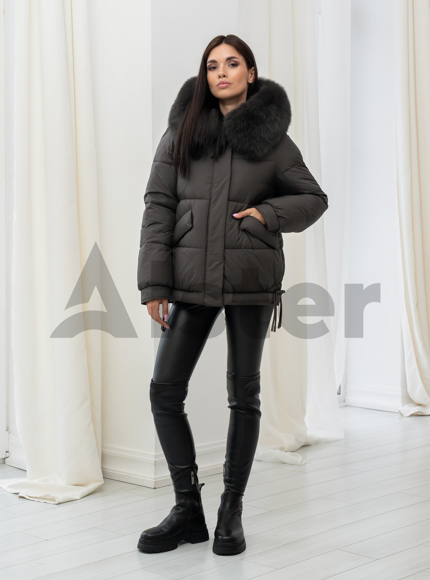 Женская зимняя куртка с мехом QARLEVAR 7007 Графитовый 50 (QRL7007-25): фото - Alster.ua