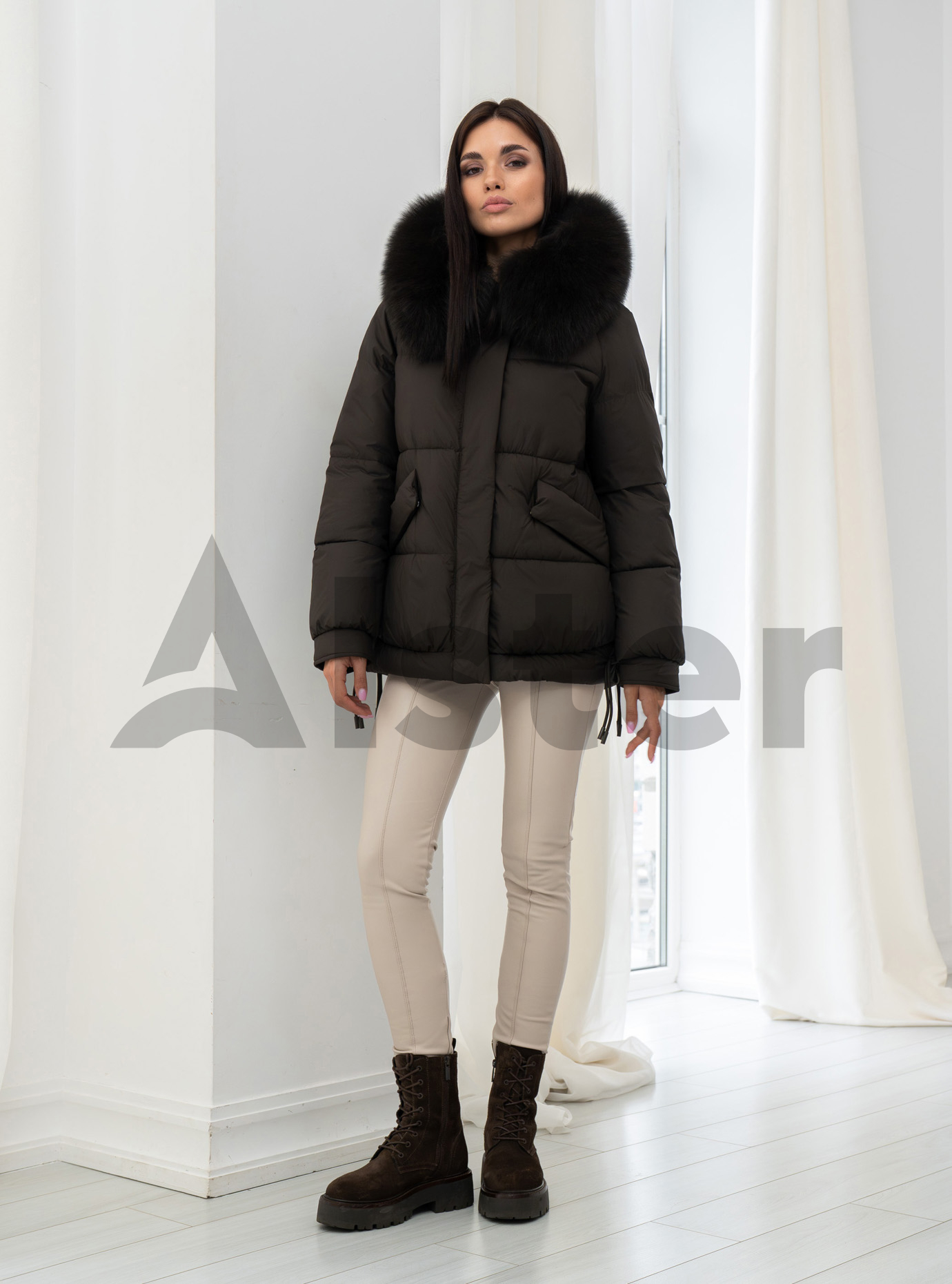 Женская зимняя куртка с мехом QARLEVAR 7007 Шоколадный 50 (QRL7007-44): фото - Alster.ua