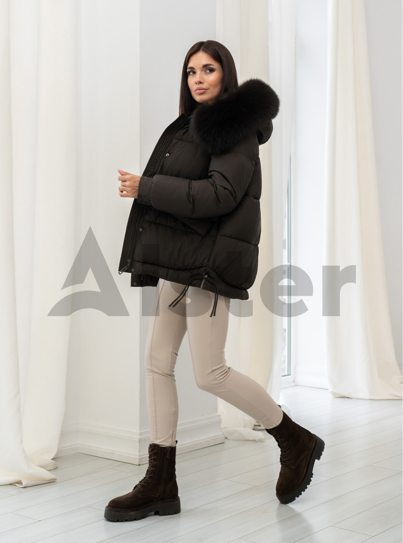 Женская зимняя куртка с мехом QARLEVAR 7007 Шоколадный 50 (QRL7007-44): фото - Alster.ua