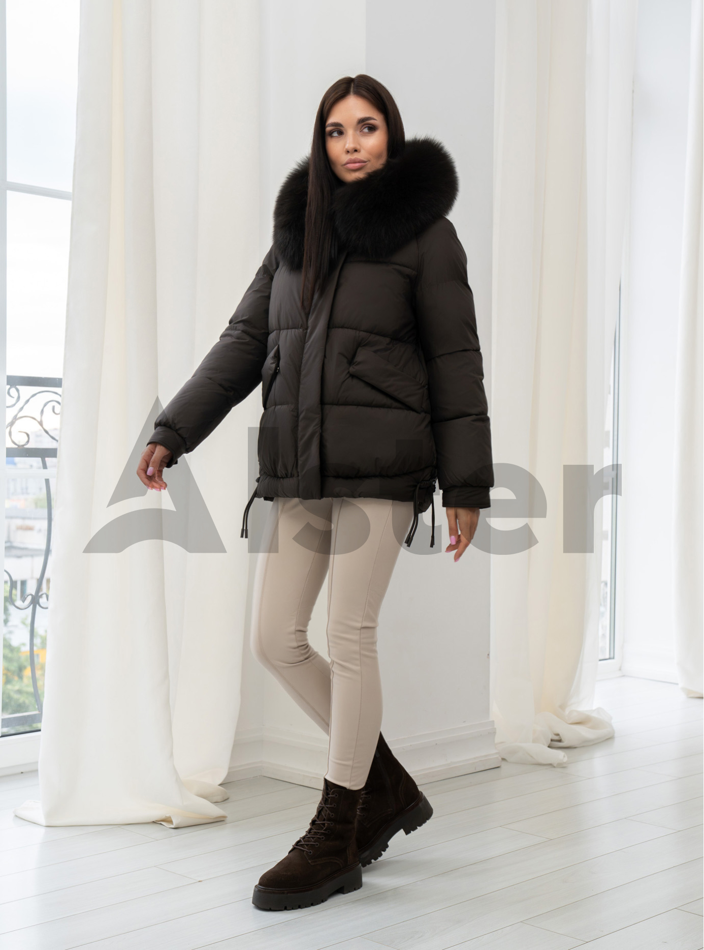 Женская зимняя куртка с мехом QARLEVAR 7007 Шоколадный 50 (QRL7007-44): фото - Alster.ua