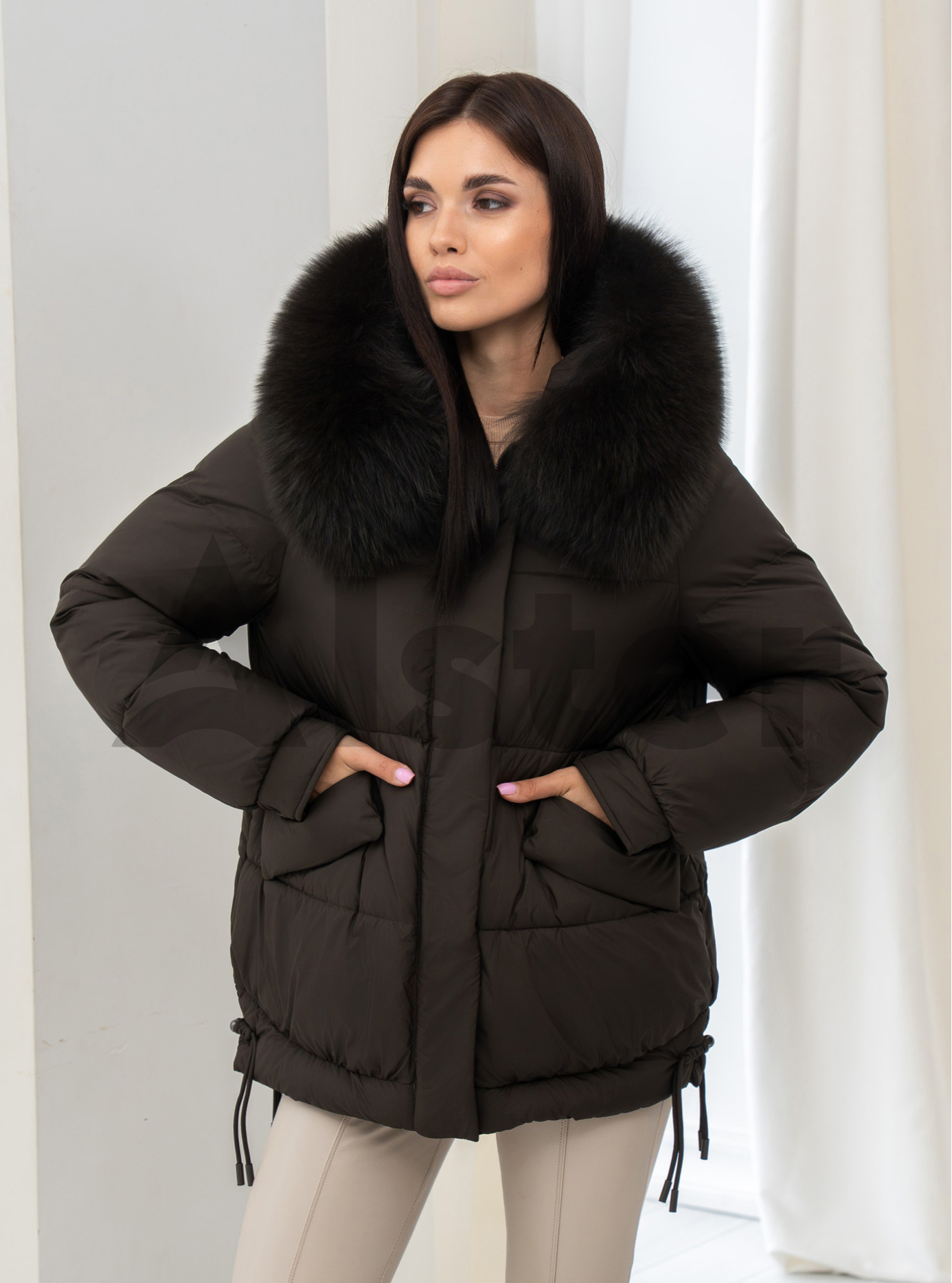 Женская зимняя куртка с мехом QARLEVAR 7007 Шоколадный 50 (QRL7007-44): фото - Alster.ua