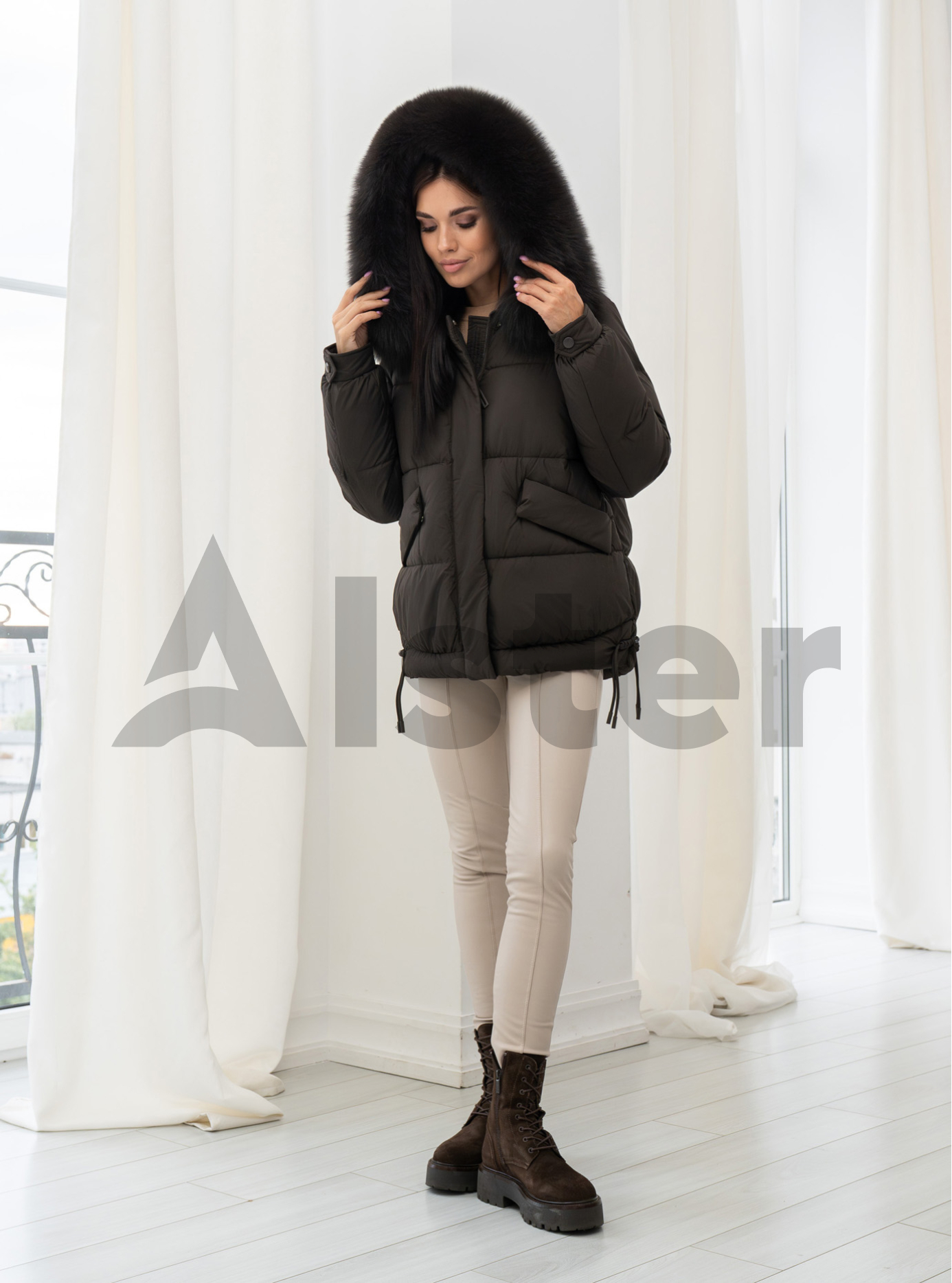 Женская зимняя куртка с мехом QARLEVAR 7007 Шоколадный 50 (QRL7007-44): фото - Alster.ua