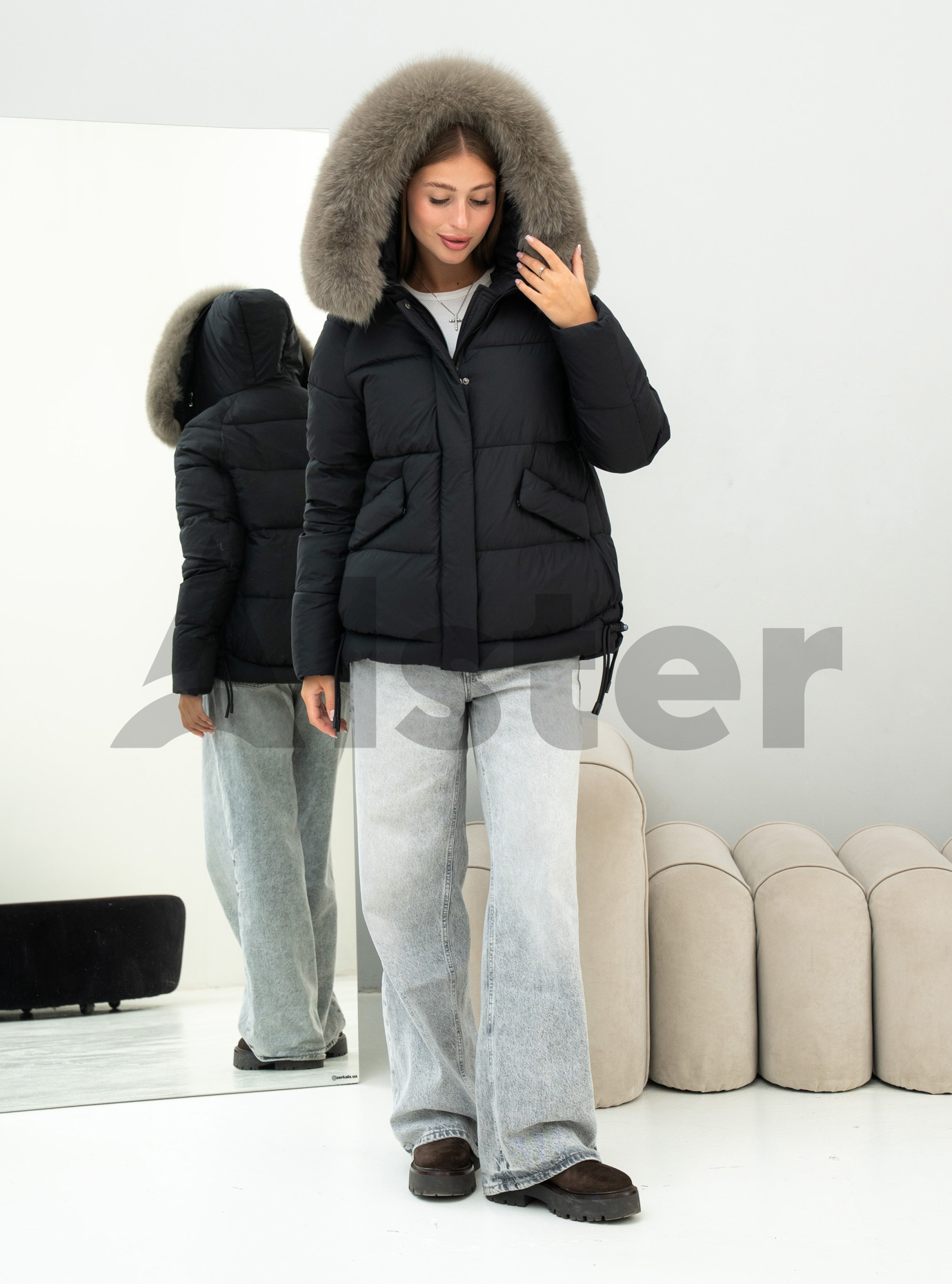 Женская зимняя куртка с мехом QARLEVAR 7007B Чёрный 52 (QRL7007B-03): фото - Alster.ua