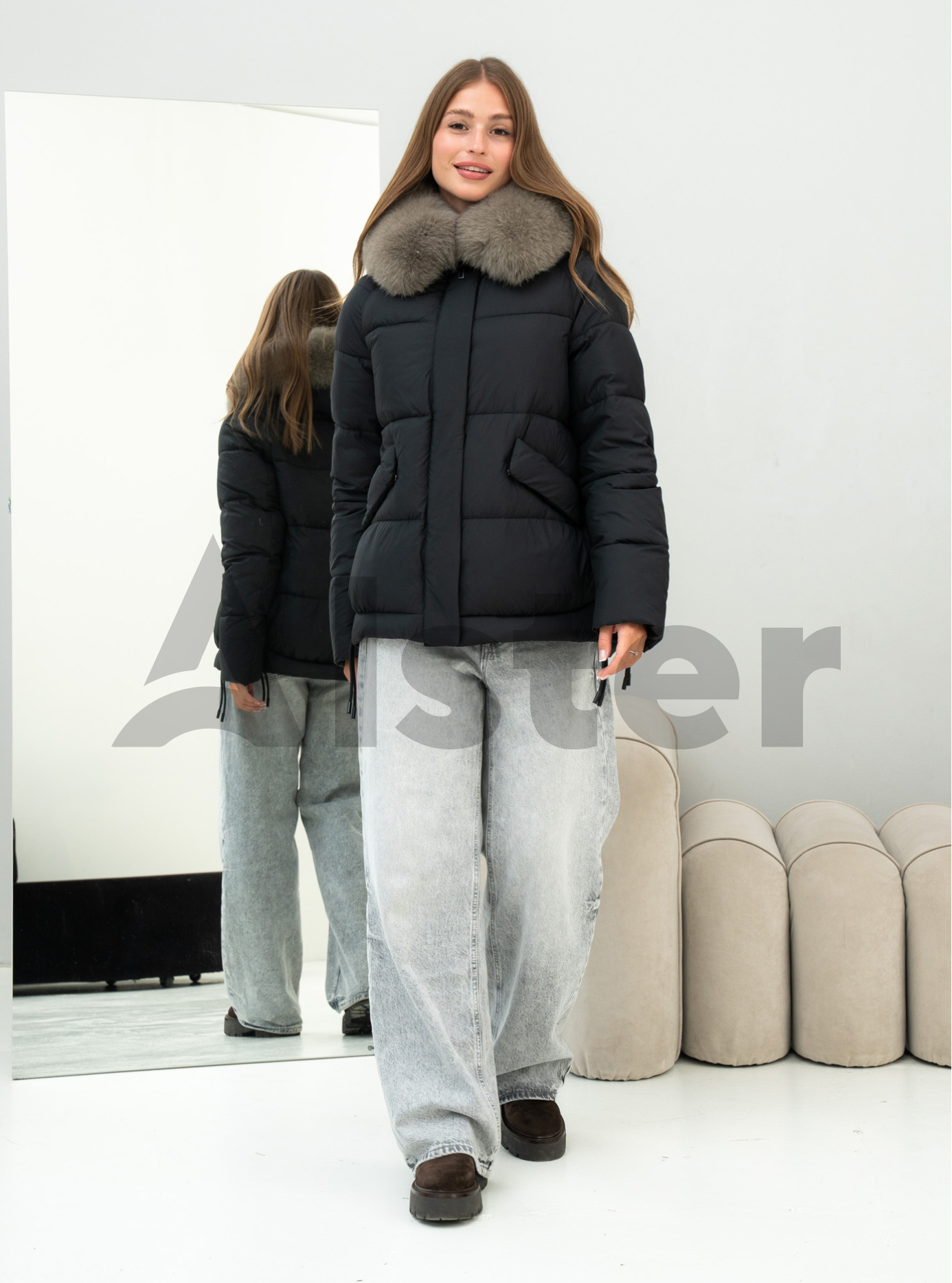 Женская зимняя куртка с мехом QARLEVAR 7007B Чёрный 52 (QRL7007B-03): фото - Alster.ua