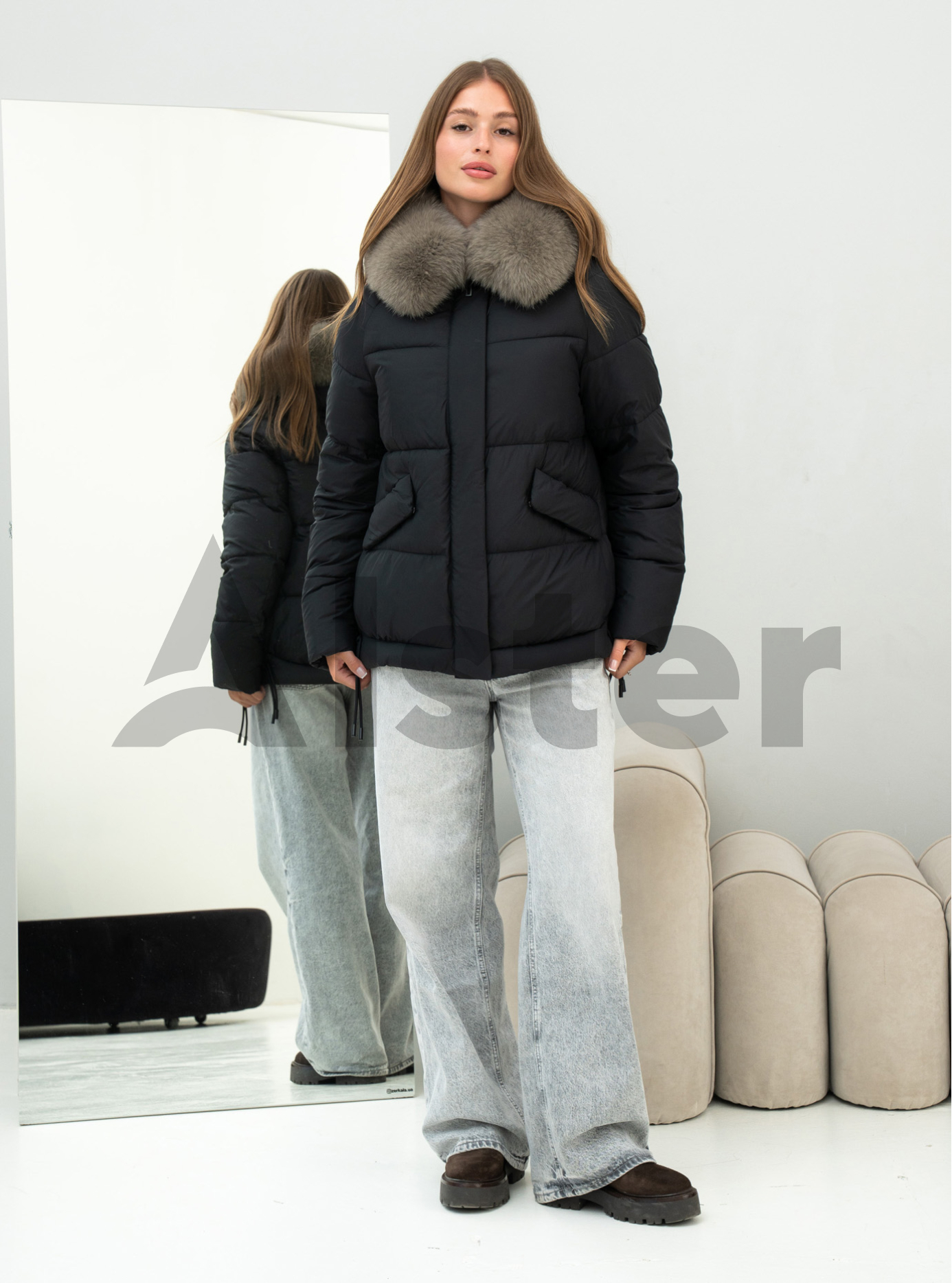 Женская зимняя куртка с мехом QARLEVAR 7007B Чёрный 52 (QRL7007B-03): фото - Alster.ua