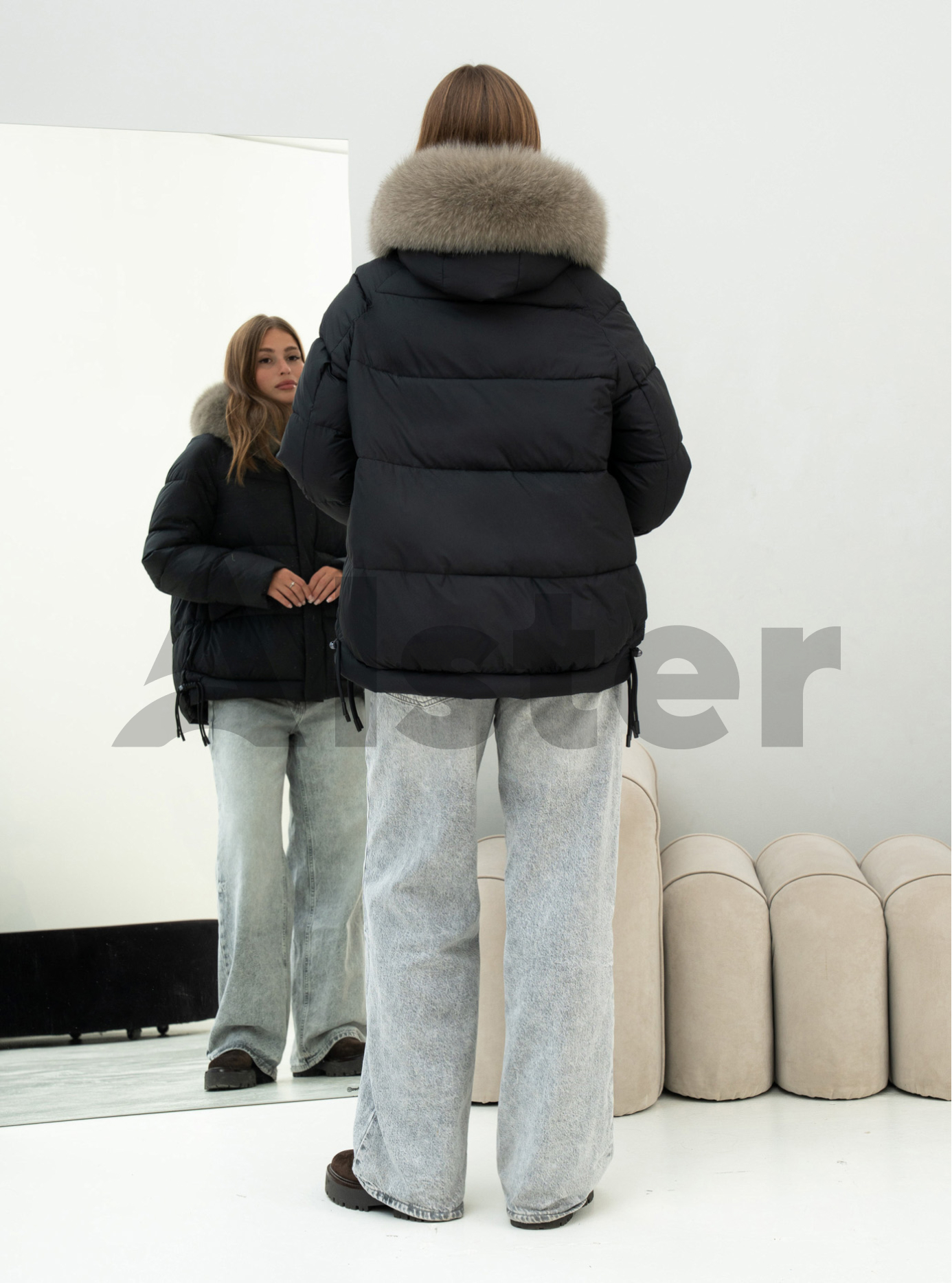 Женская зимняя куртка с мехом QARLEVAR 7007B Чёрный 52 (QRL7007B-03): фото - Alster.ua