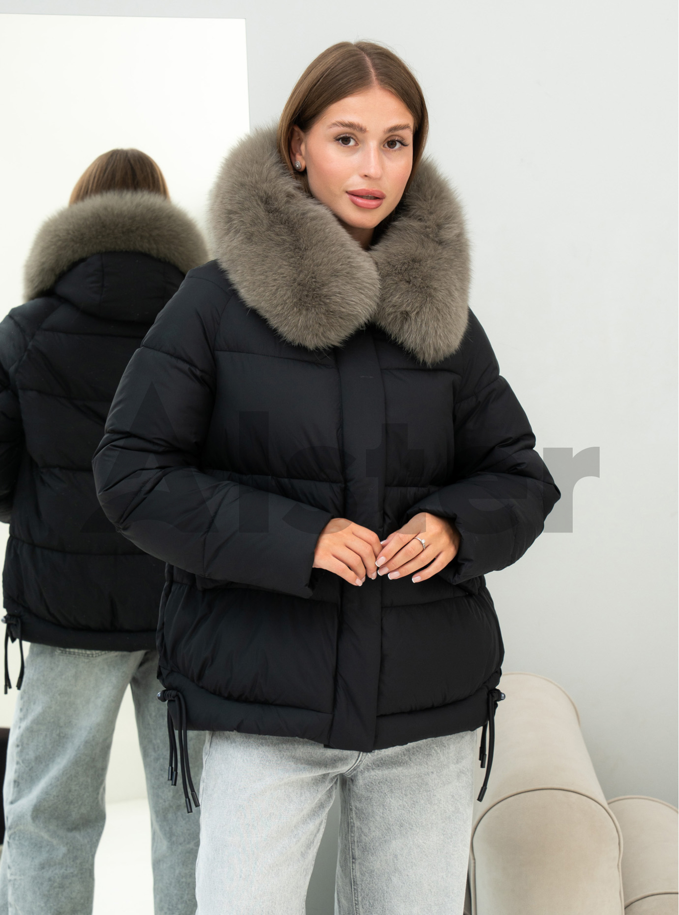 Женская зимняя куртка с мехом QARLEVAR 7007B Чёрный 52 (QRL7007B-03): фото - Alster.ua