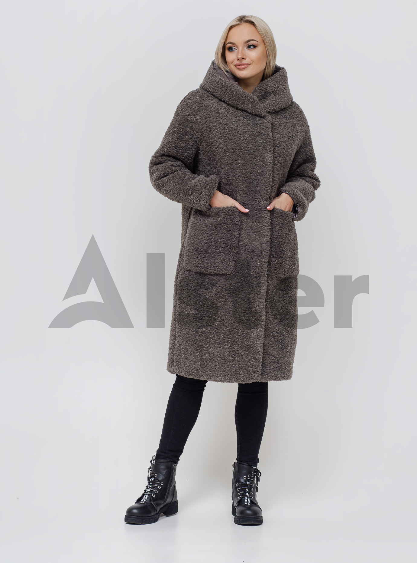 Шубка-пальто двусторонняя зимняя Графитовый 2XL (02-N200119): фото - Alster.ua