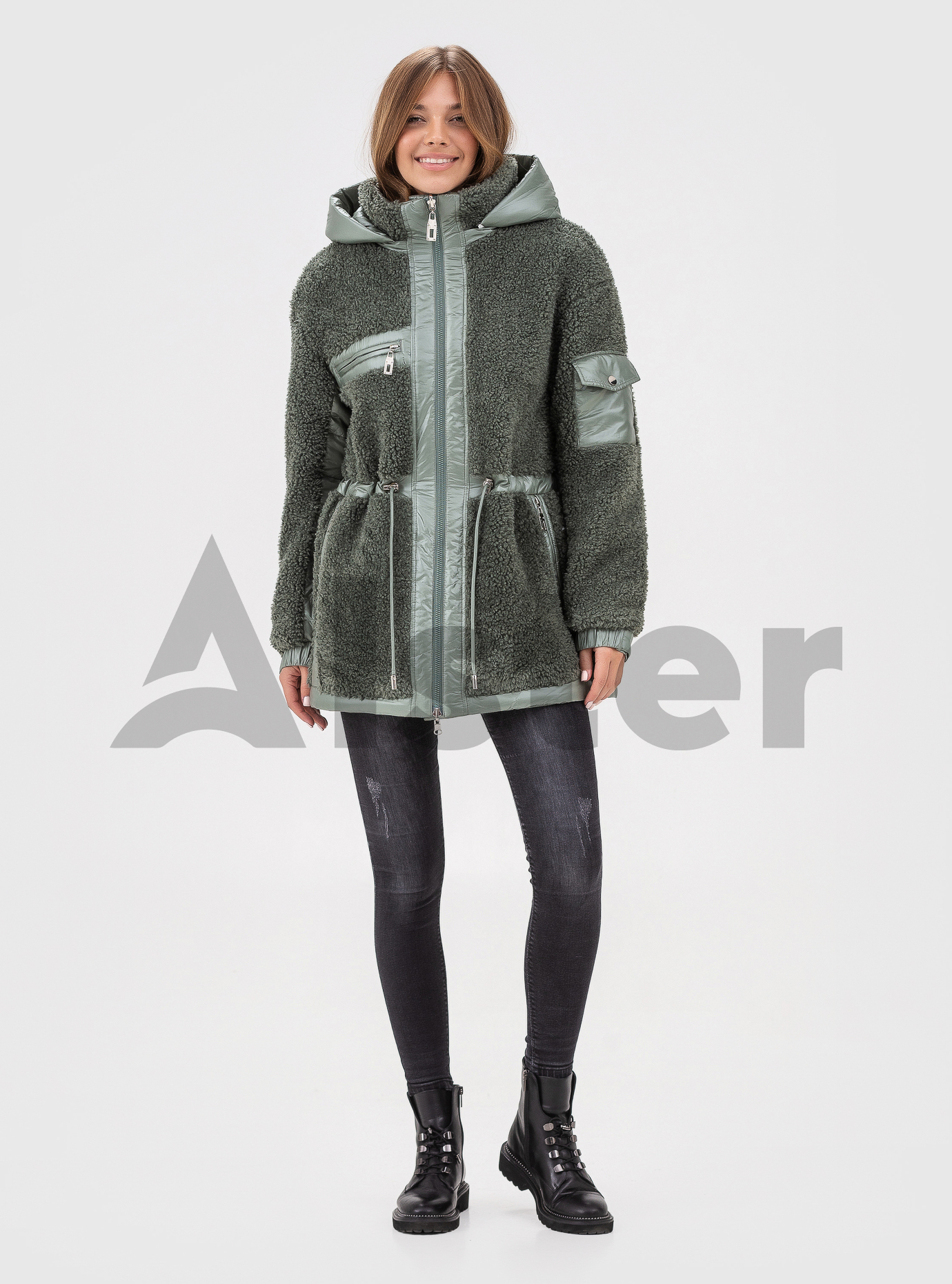 Двусторонняя шубка SNOW OWL Серо-зелёный 2XL (21A640-05): фото - Alster.ua