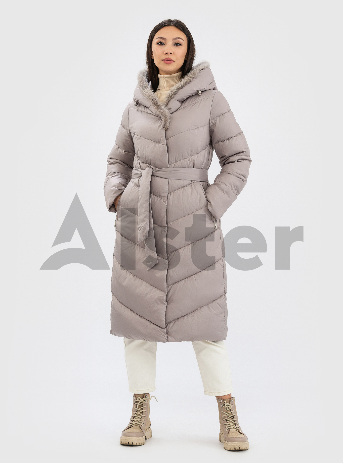Длинное женское зимнее пальто SNOW OWL Светло-серый 2XL (21A650-04): фото - Alster.ua