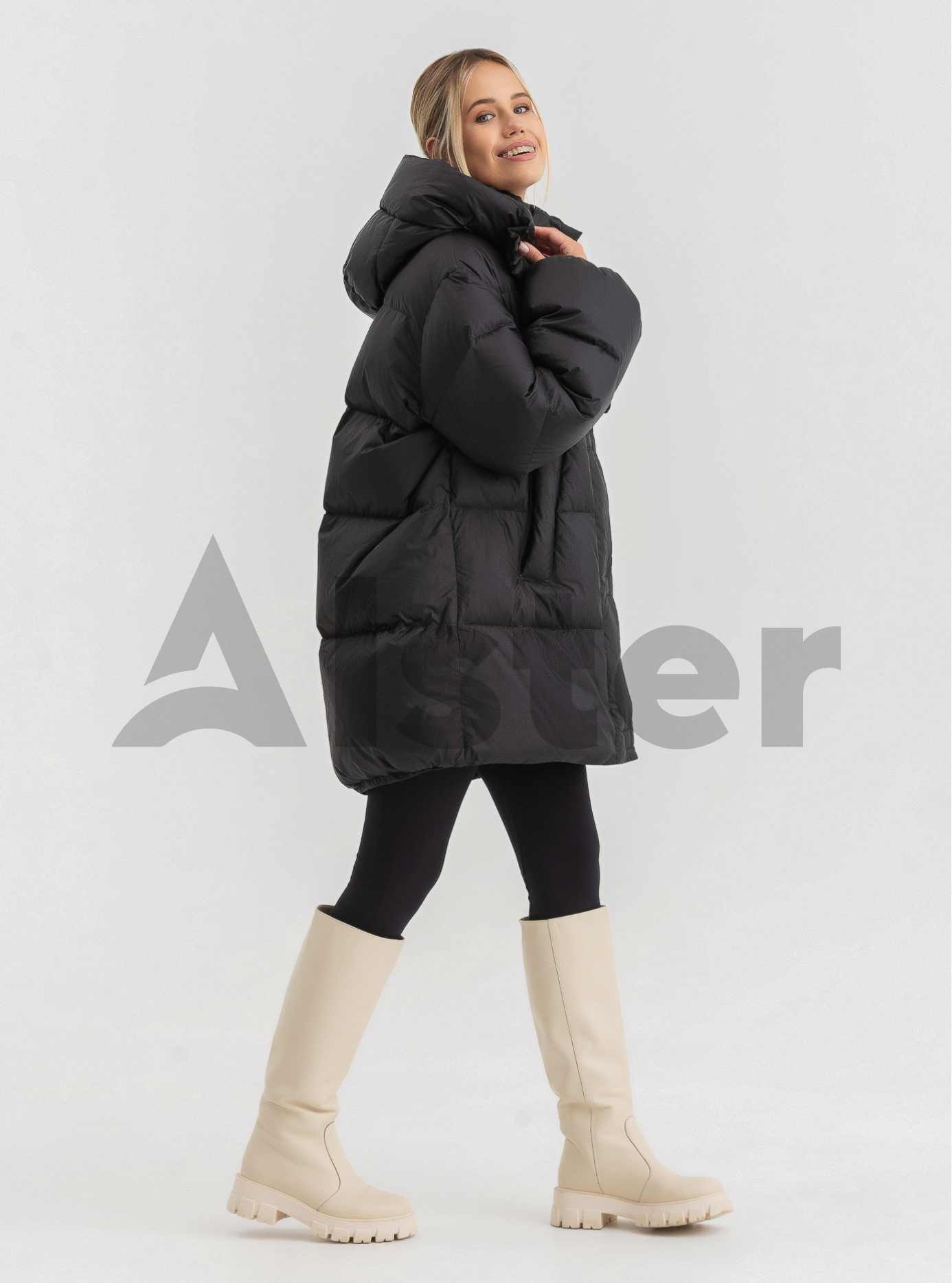 Женский зимний пуховик 22657 oversize Чёрный L (SO22657-12): фото - Alster.ua
